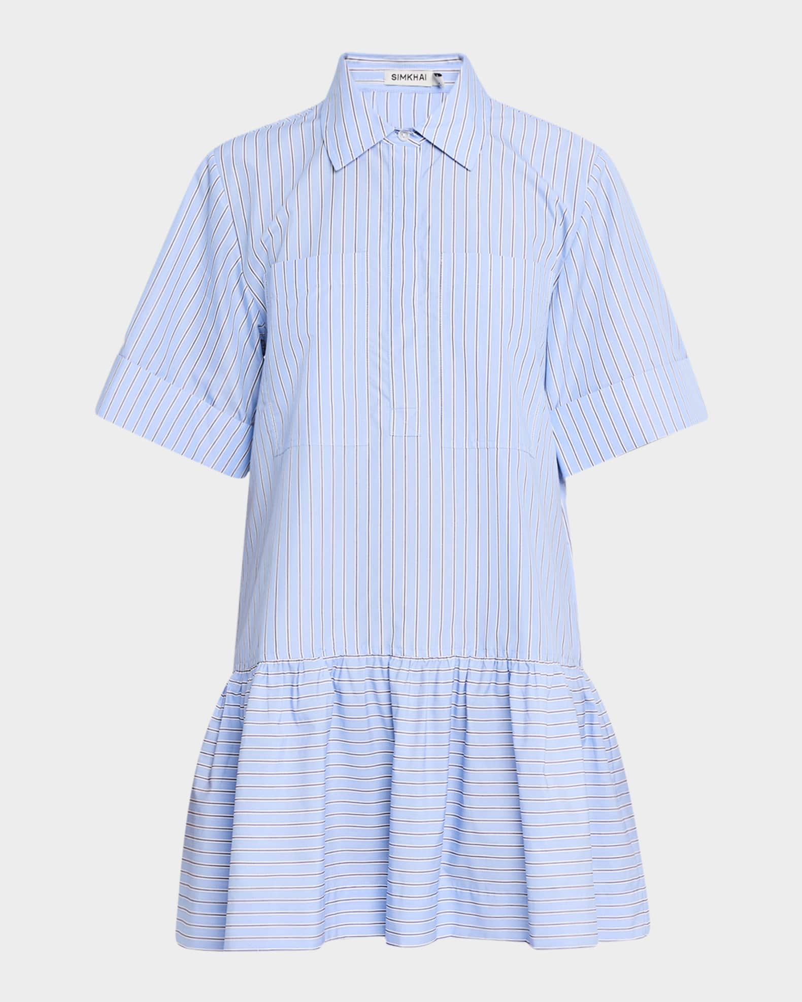 Cris Short-Sleeve Pinstripe Shirtdress 0