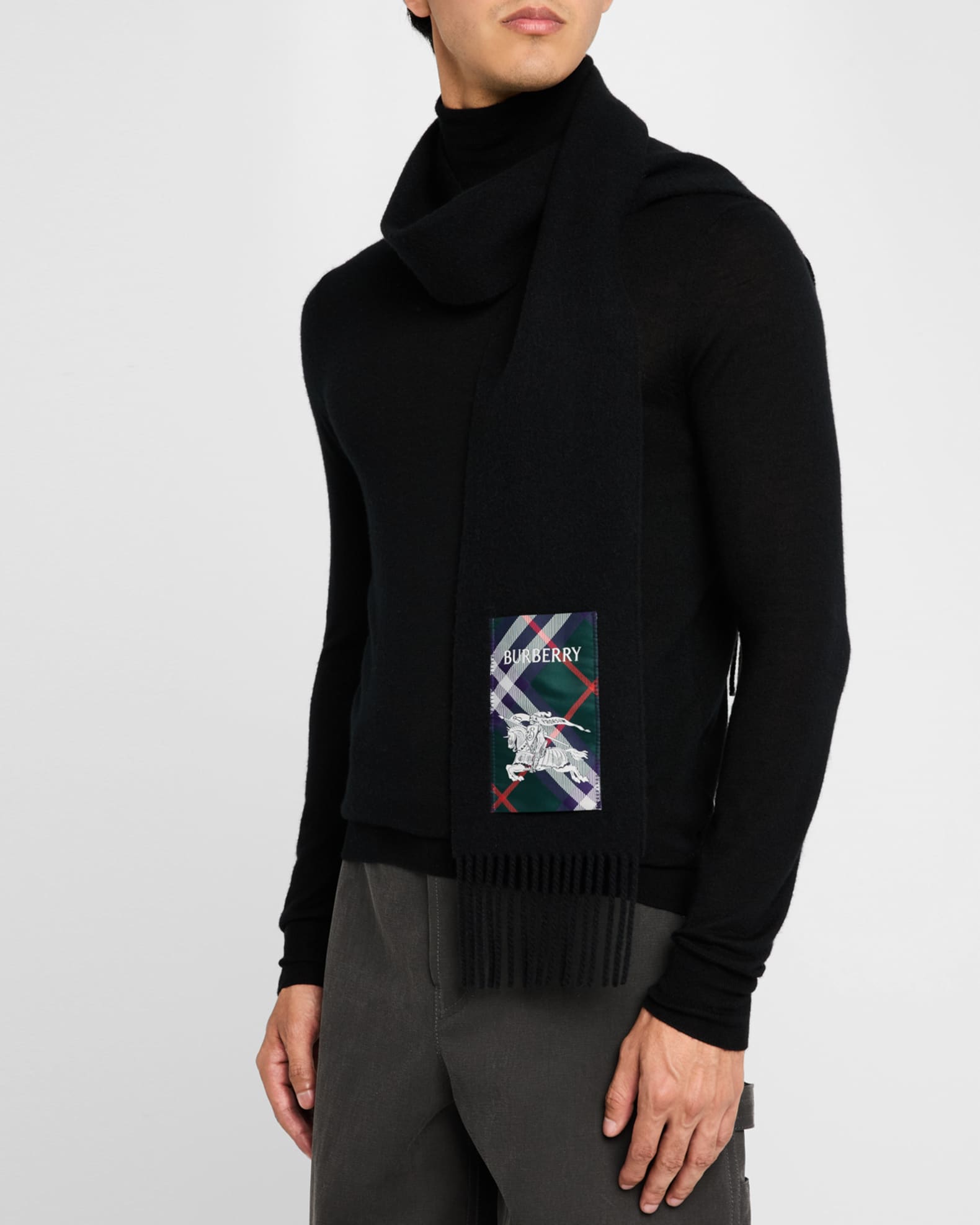 Burberry Men's Cashmere Scarf with EKD Label Neiman Marcus
