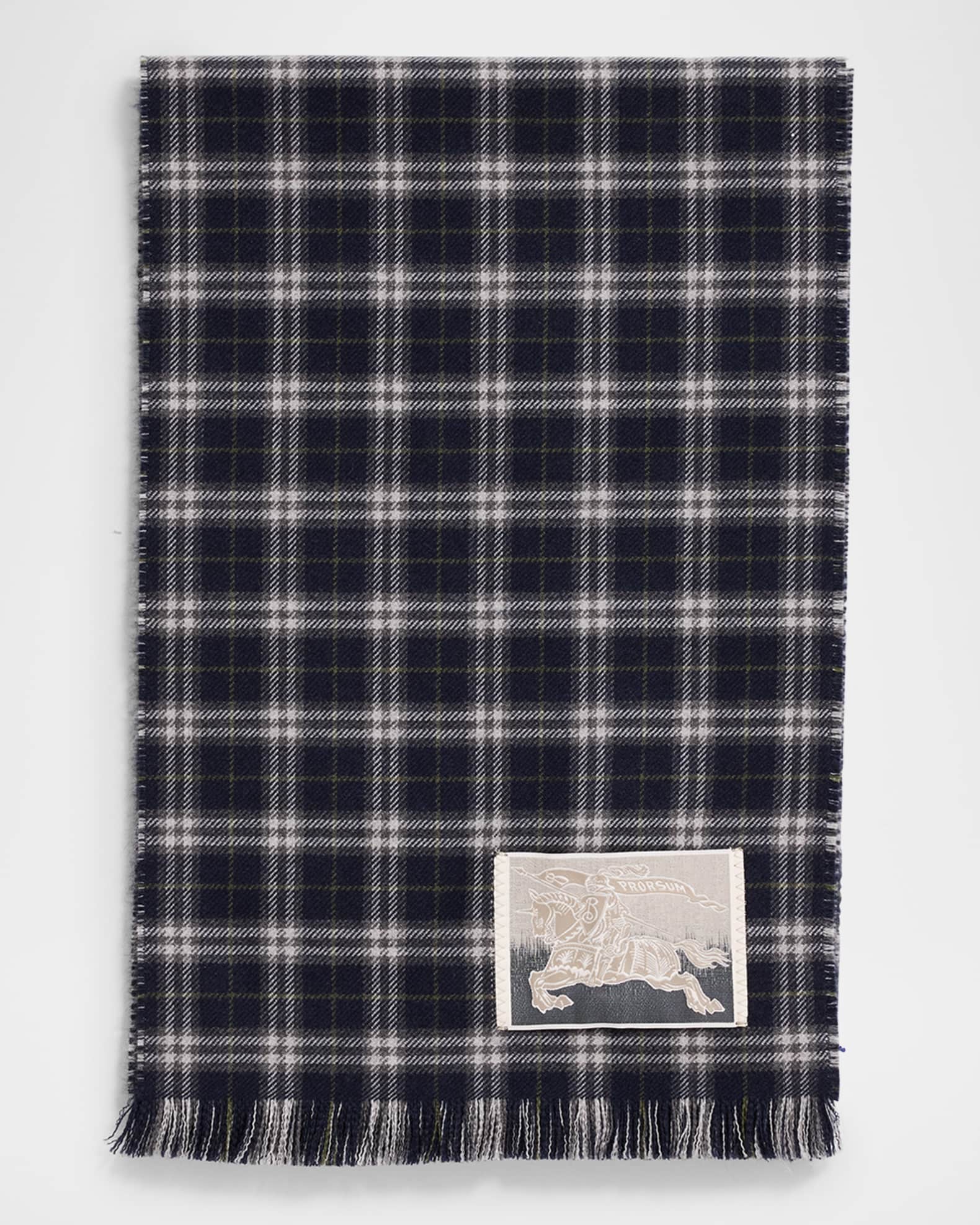 Men's Reversible Check to Prince of Wales Tweed Scarf 0