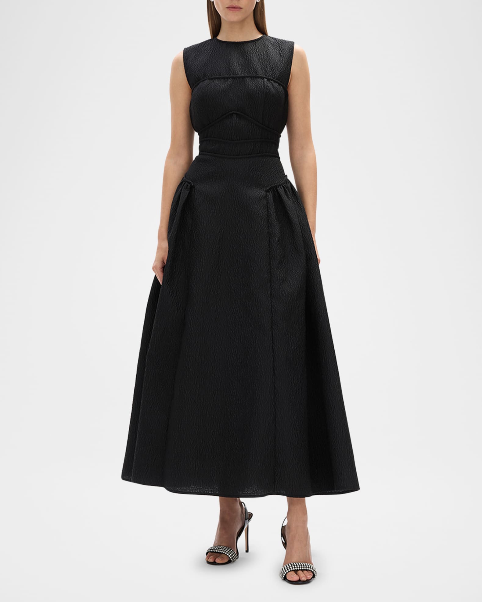 Sophia Bustier Drop-Waist Textured Tea-Length Dress 1