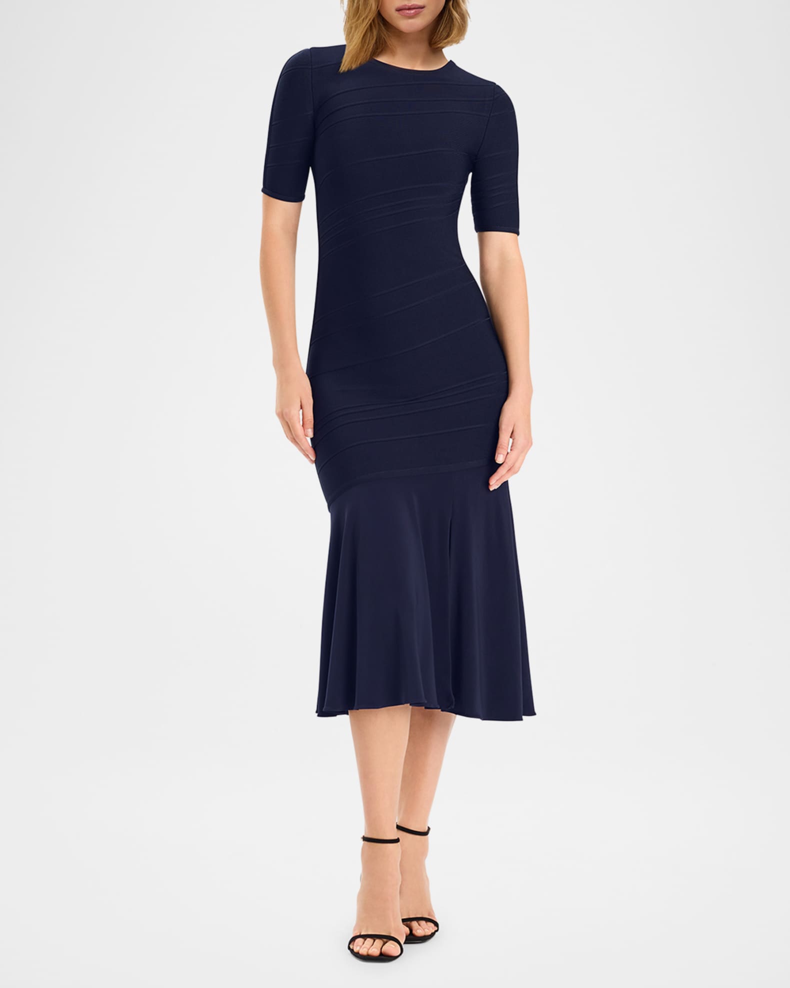 Isabel Bandage Flounce-Hem Midi Dress 1