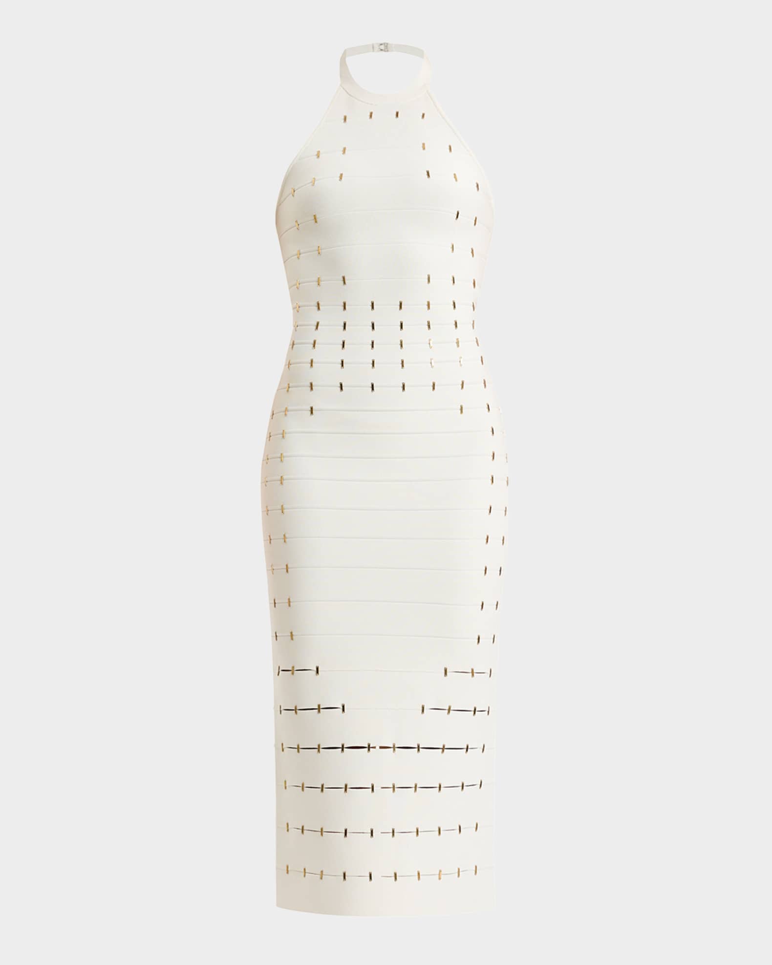 Joanne Sequined Halter Bandage Midi Dress 0