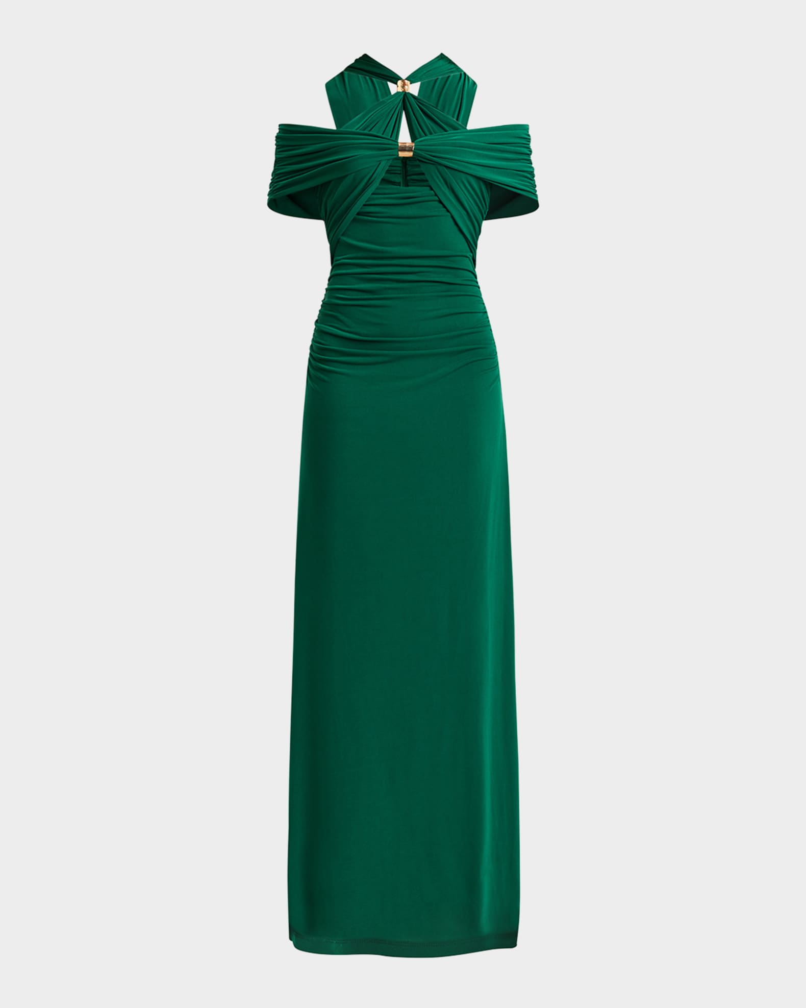 Herve Leger Elle Draped Halter Gown Neiman Marcus