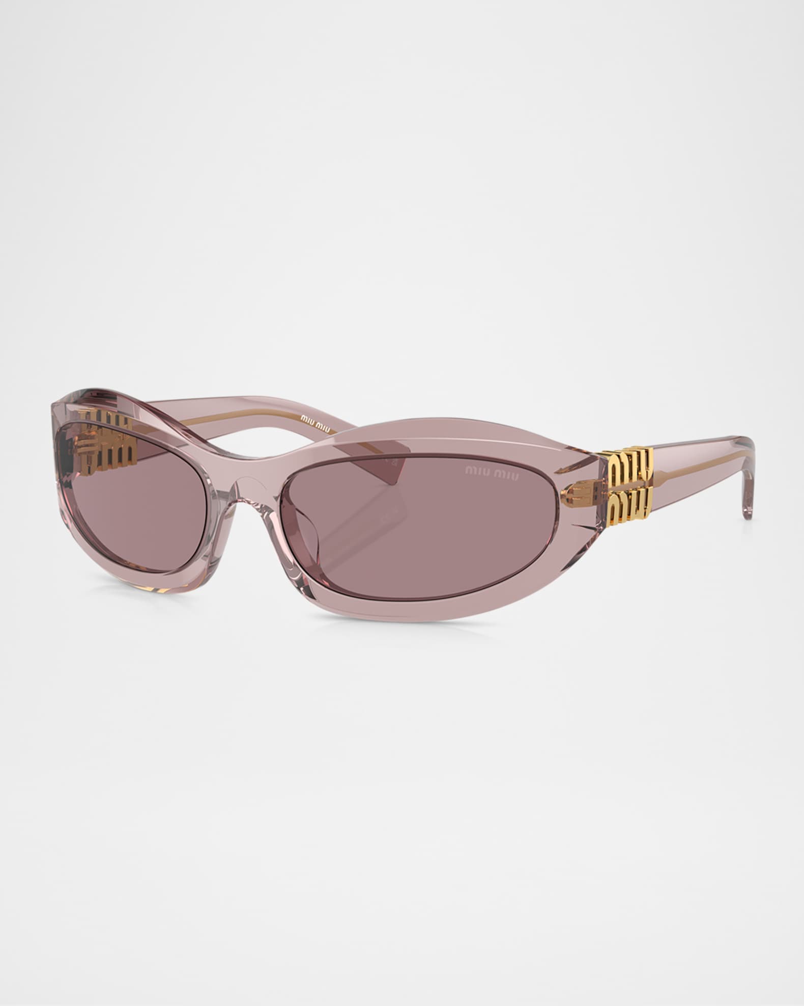 Miu Miu 14ZSF Logo Oval Acetate Sunglasses | Neiman Marcus