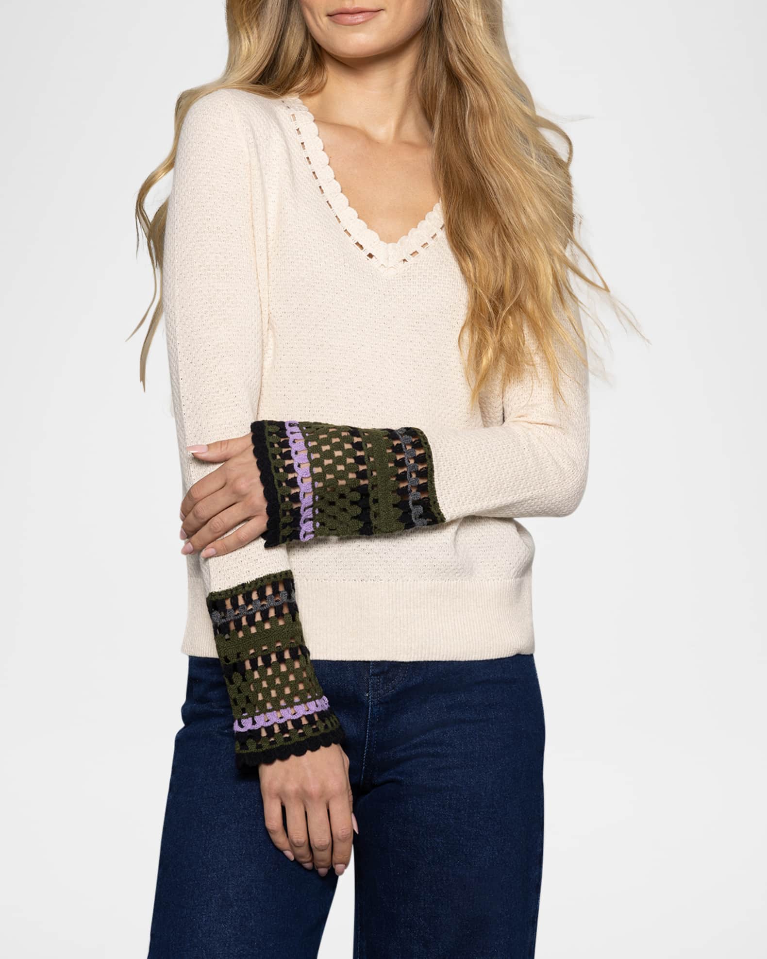 Scalloped Crochet Cuff Sweater