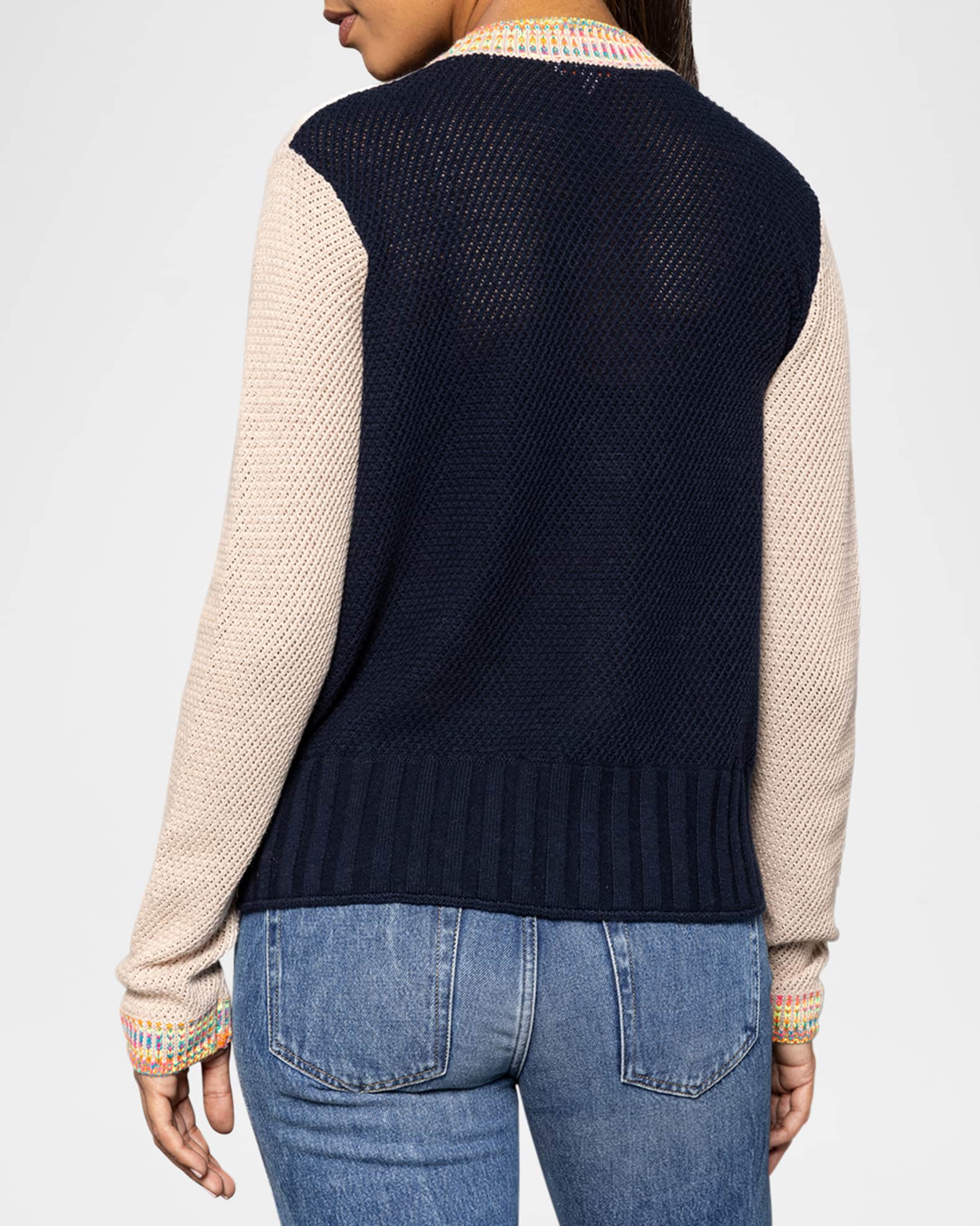 Lisa Todd Double Track Jacquard trim Cardigan Vellumink Women s L Sweaters Button Front Open Cardigan Sweaters
