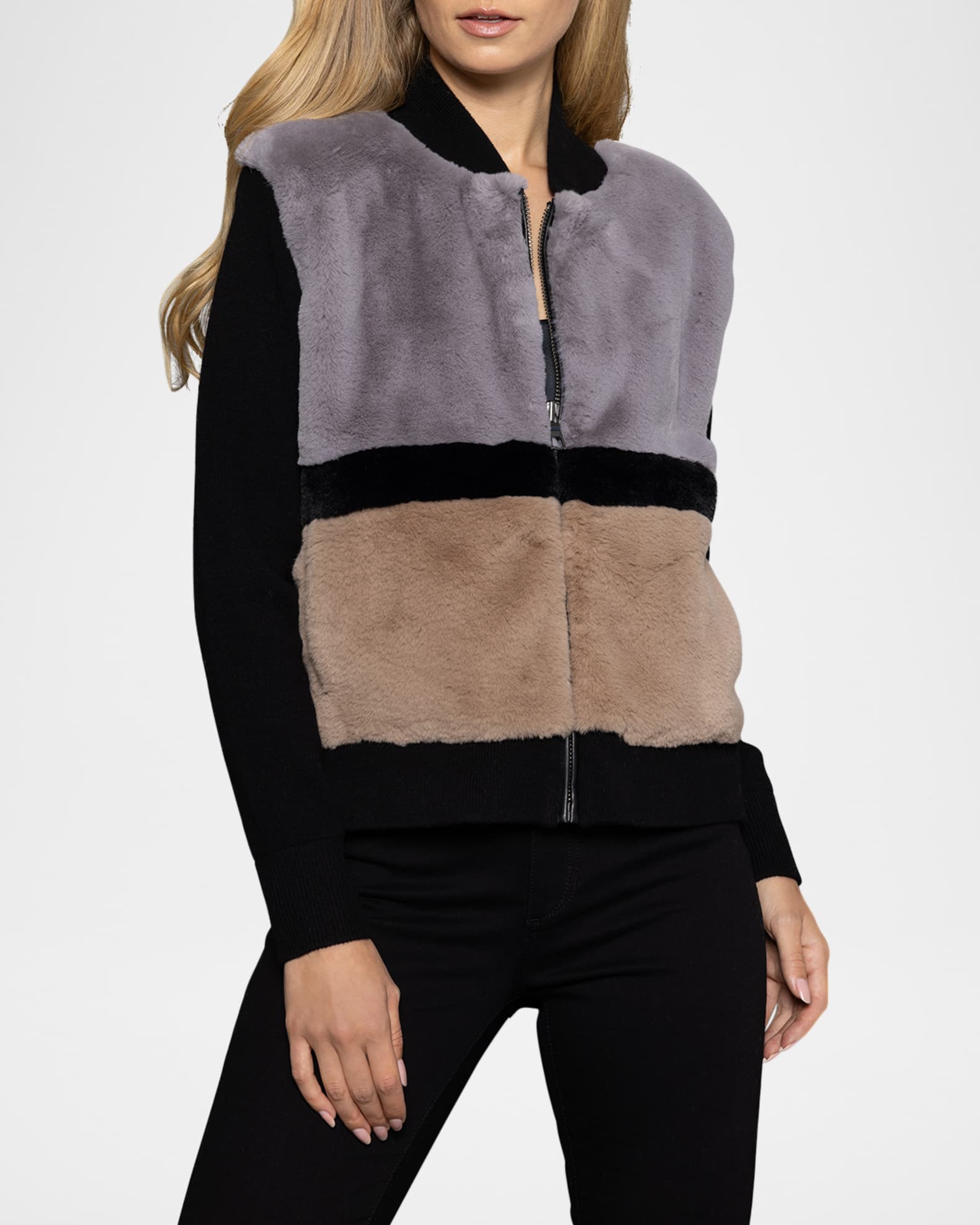 Triple Threat Colorblock Faux Fur Jacket