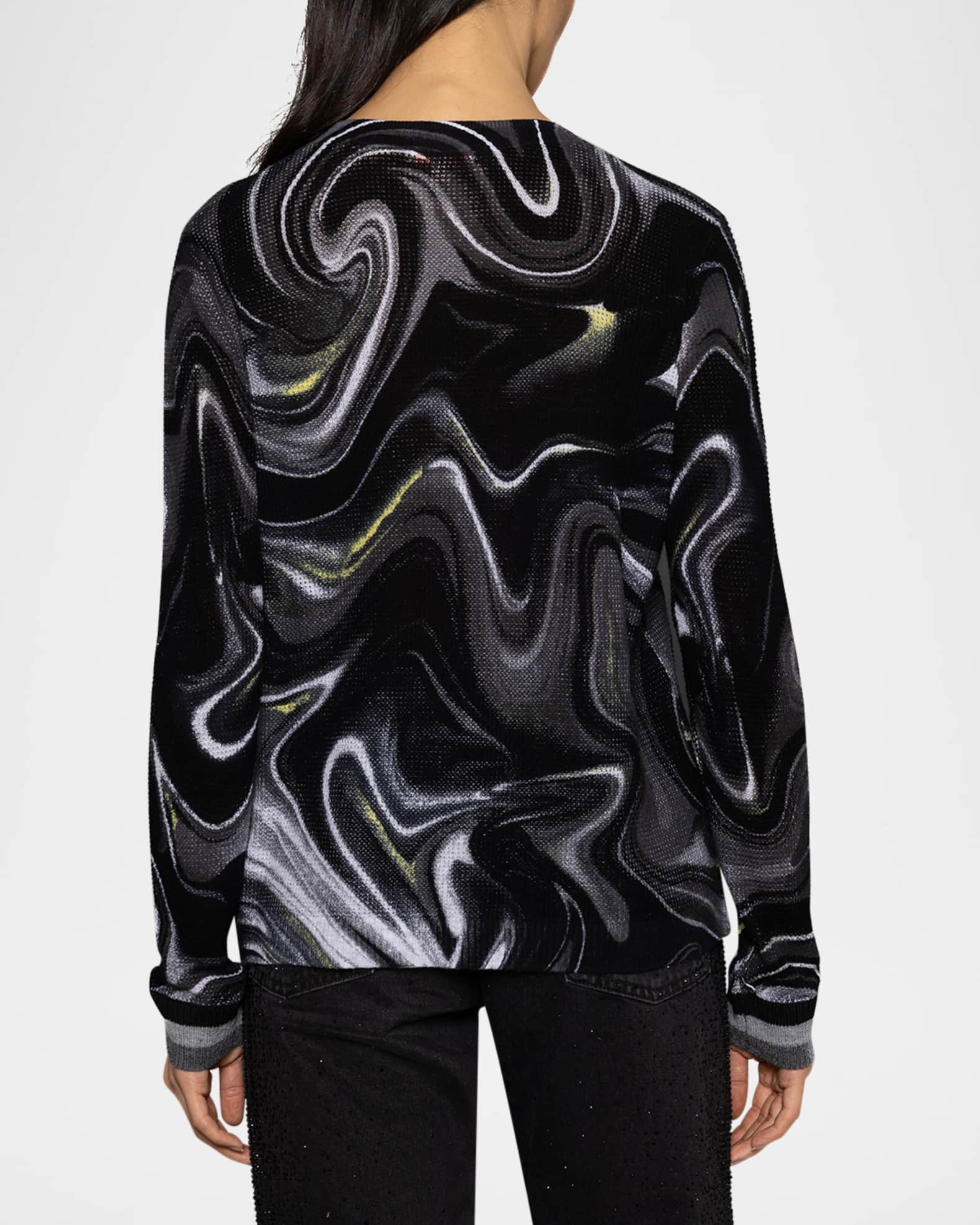 Trippin Marble Print Waffle Knit Sweater