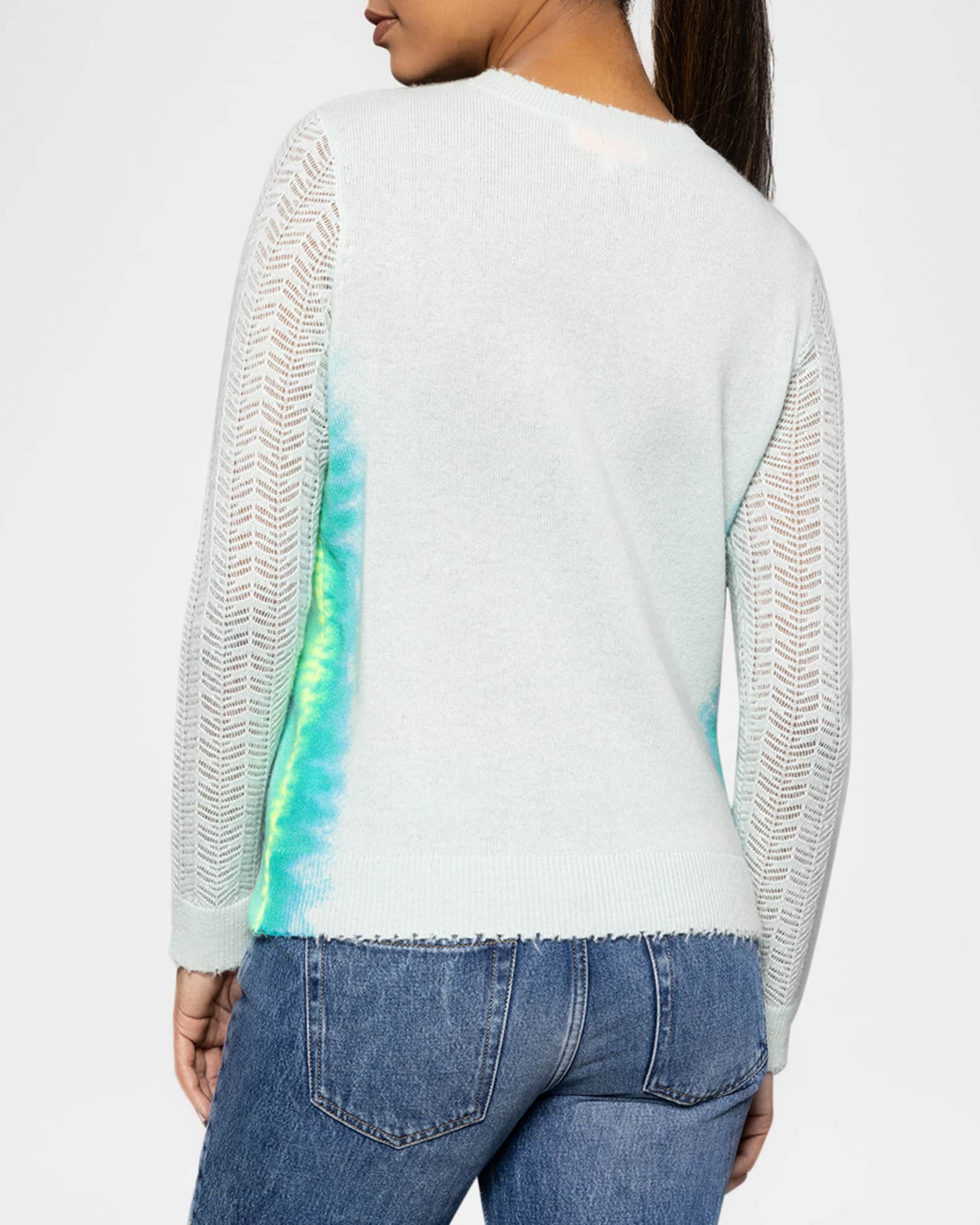 Side By Side Ombre Mixed-Stitch Cashmere Pullover