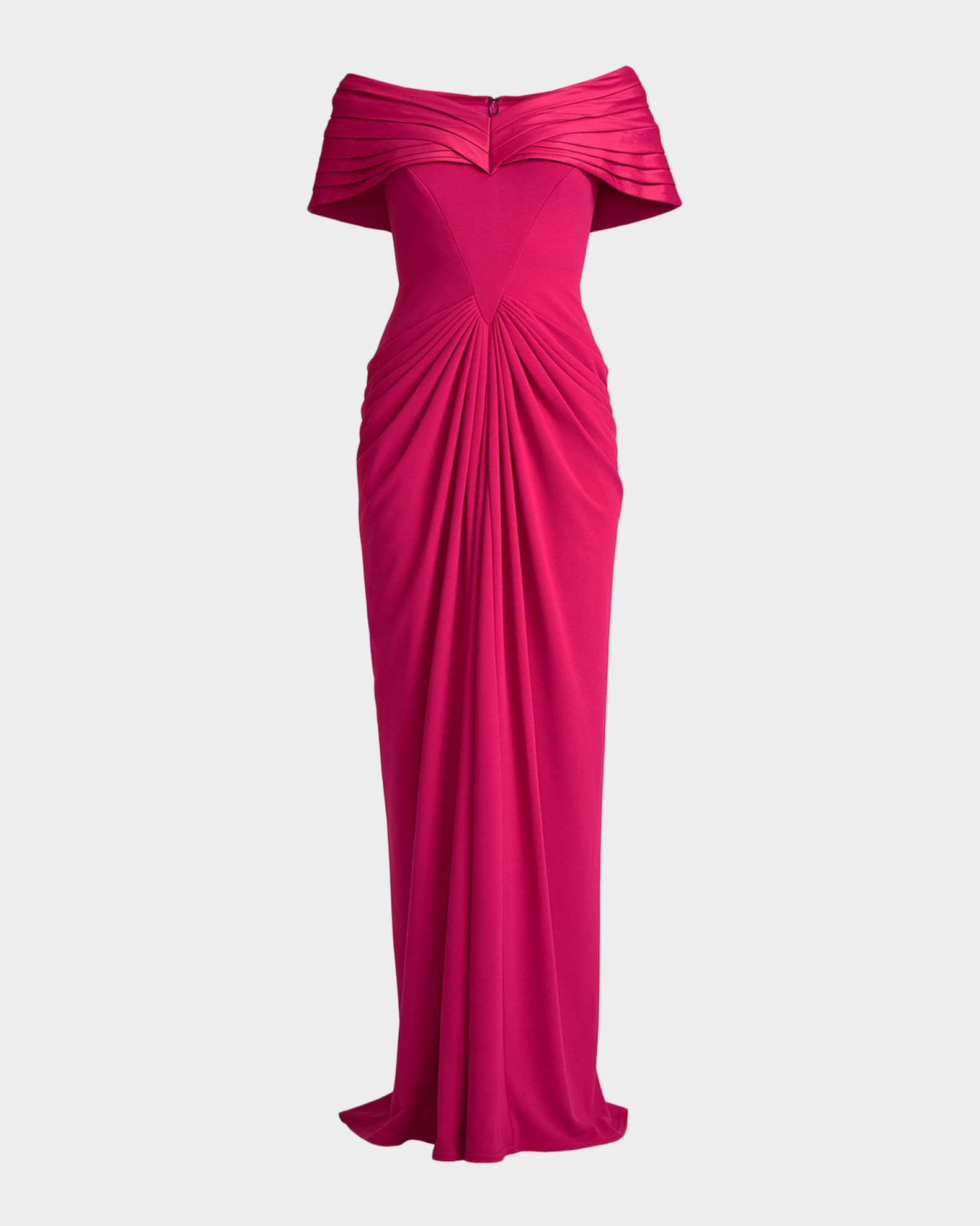 Tadashi Shoji Pleated Off-Shoulder Taffeta & Crepe Gown | Neiman