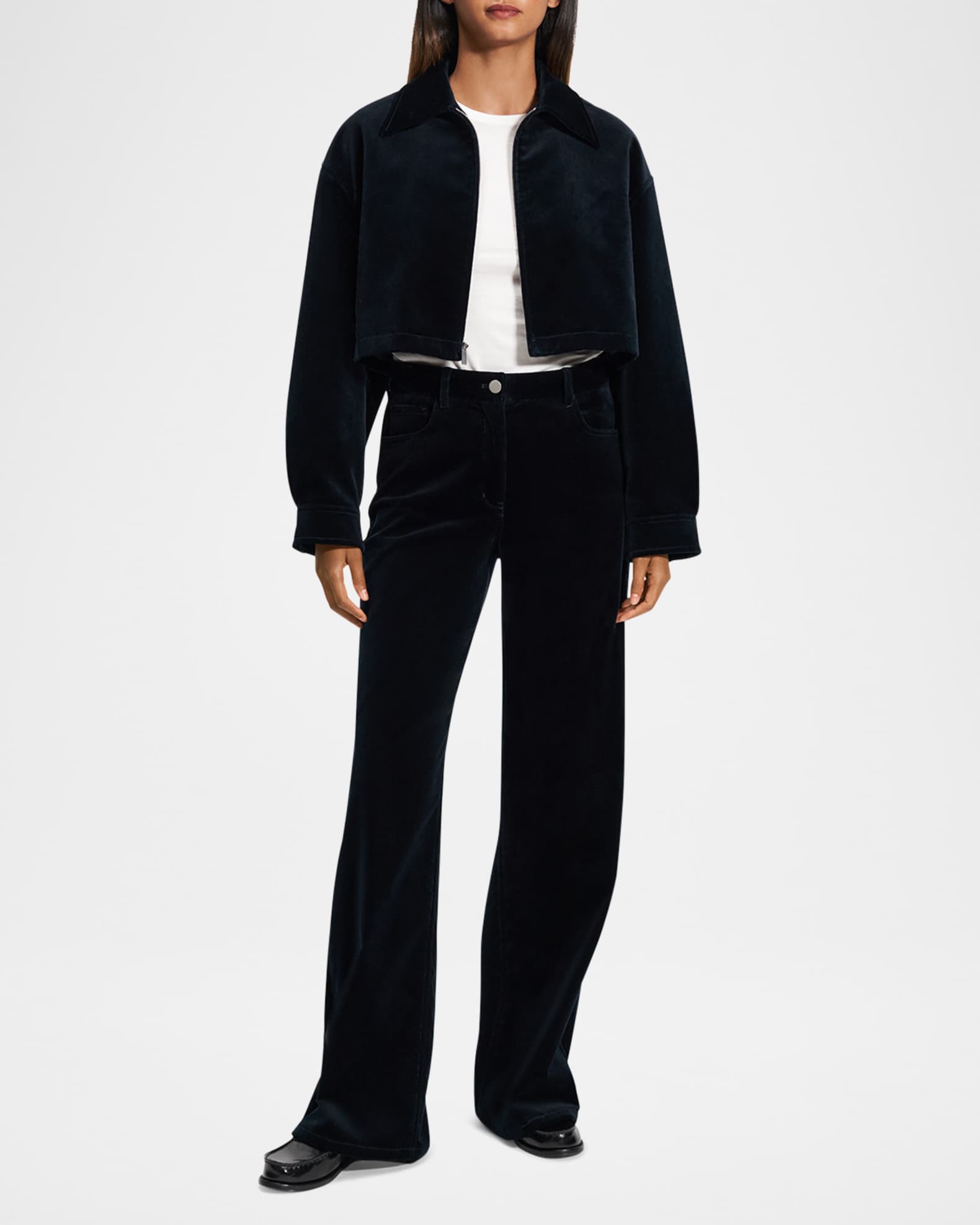 Velvet Zip-Up Crop Jacket 1