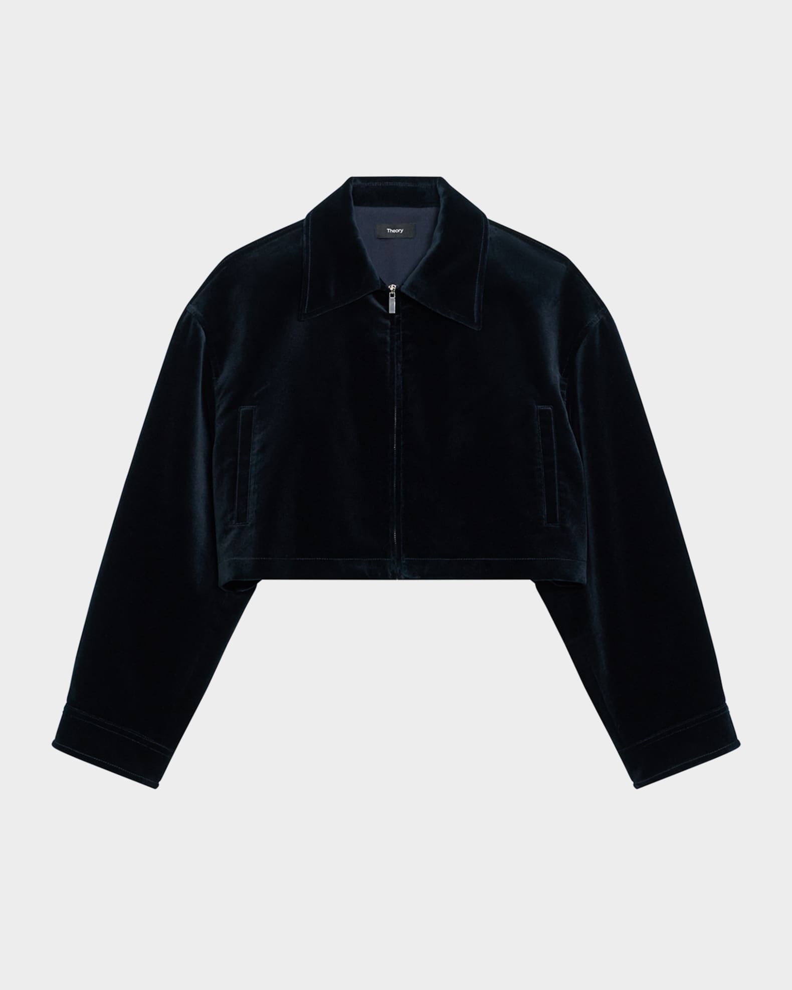 Velvet Zip-Up Crop Jacket 0