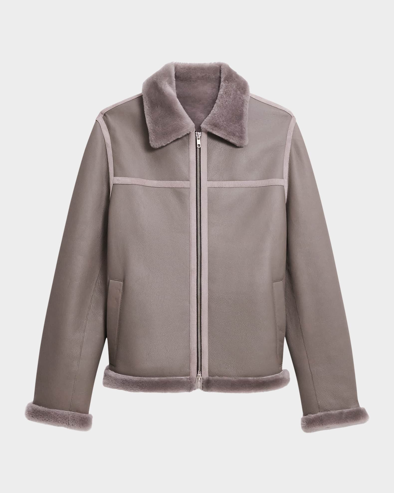 Theory patent shearling jacket online
