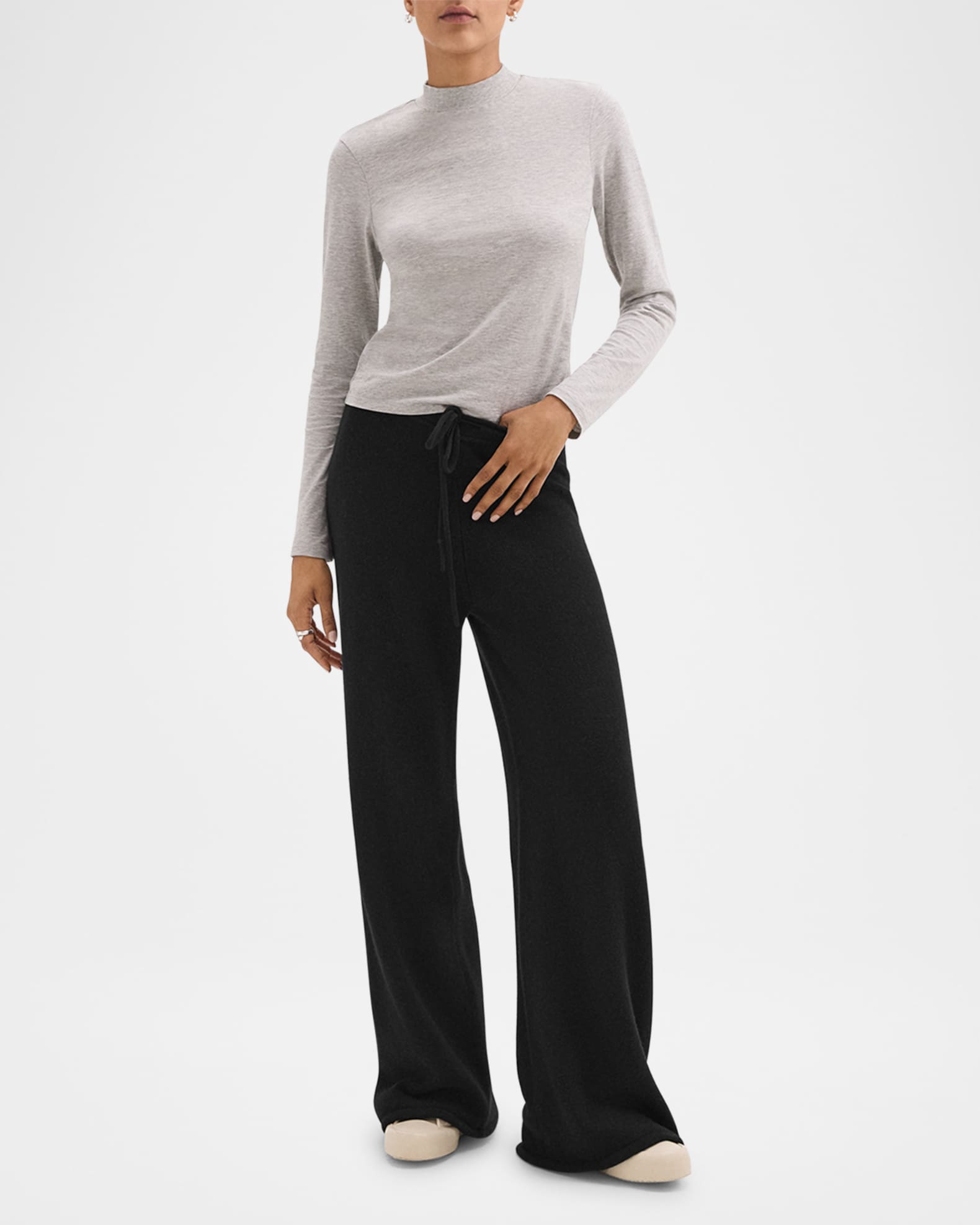 Drawstring Wool Cashmere Track Pants 1
