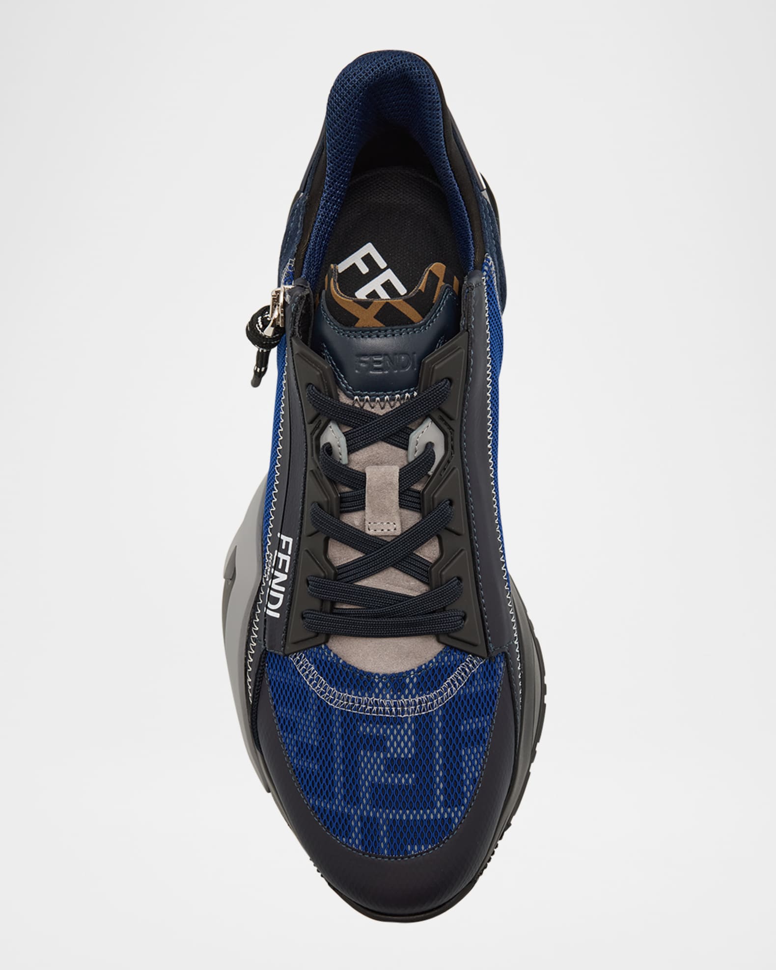 Fendi Men's Flow Mixed Media Low-Top Sneakers | Neiman Marcus