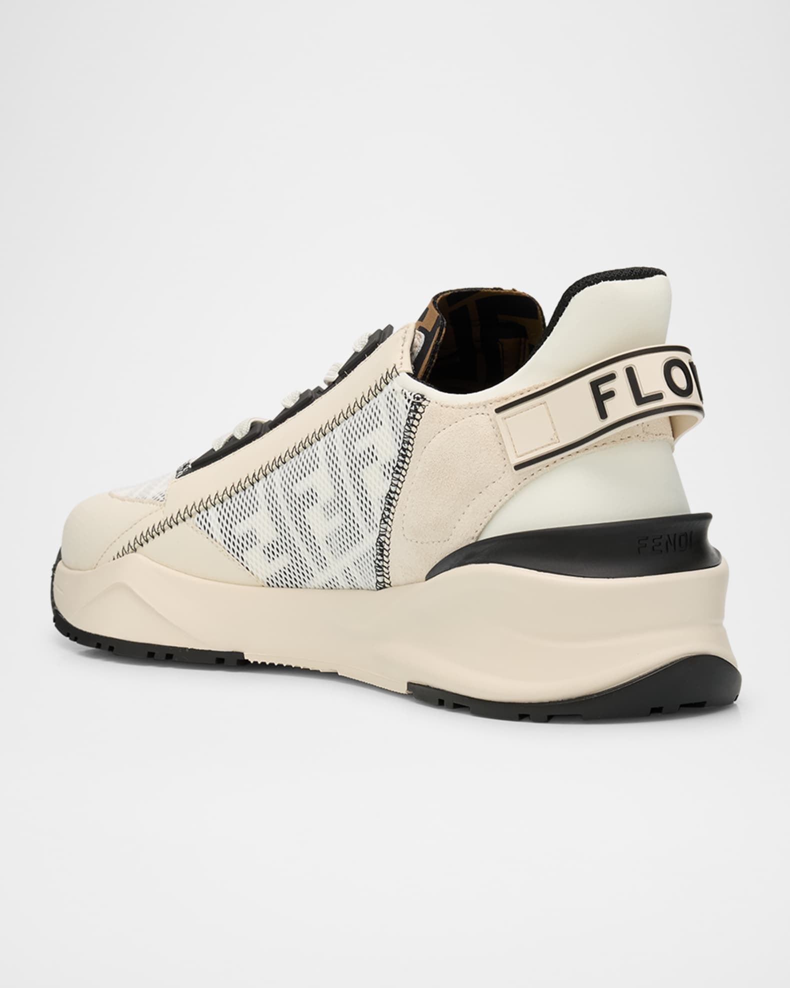 Fendi Men's Flow Mixed Media Low-Top Sneakers | Neiman Marcus