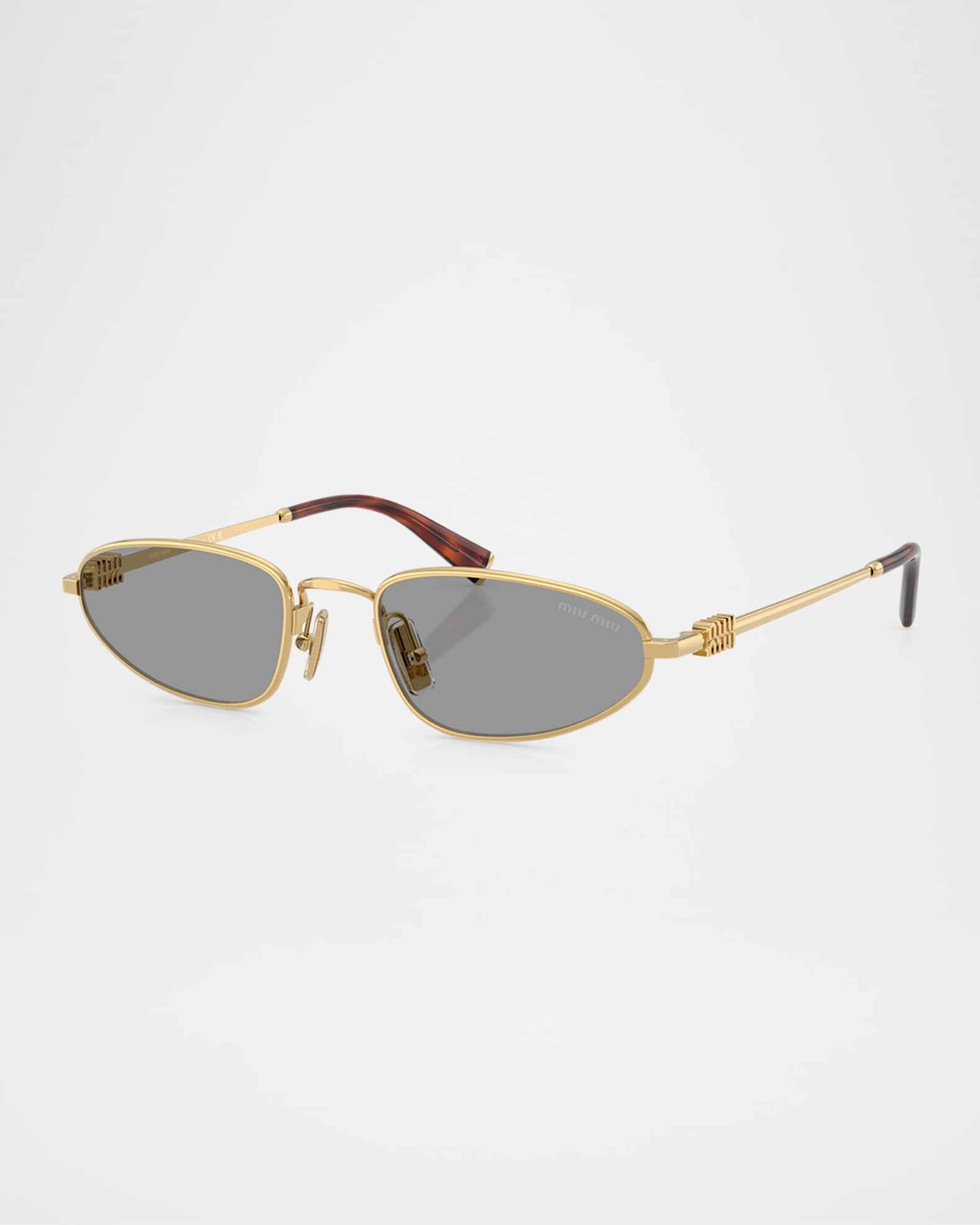 Miu Miu Logo Metal Oval Sunglasses | Neiman Marcus