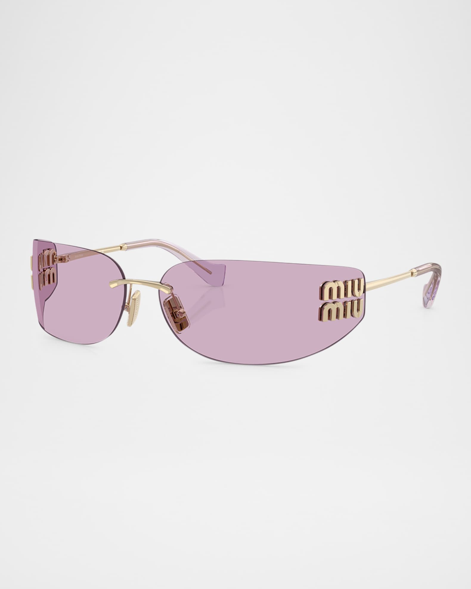 Miu Miu Rimless Logo Metal Rectangle Sunglasses | Neiman Marcus