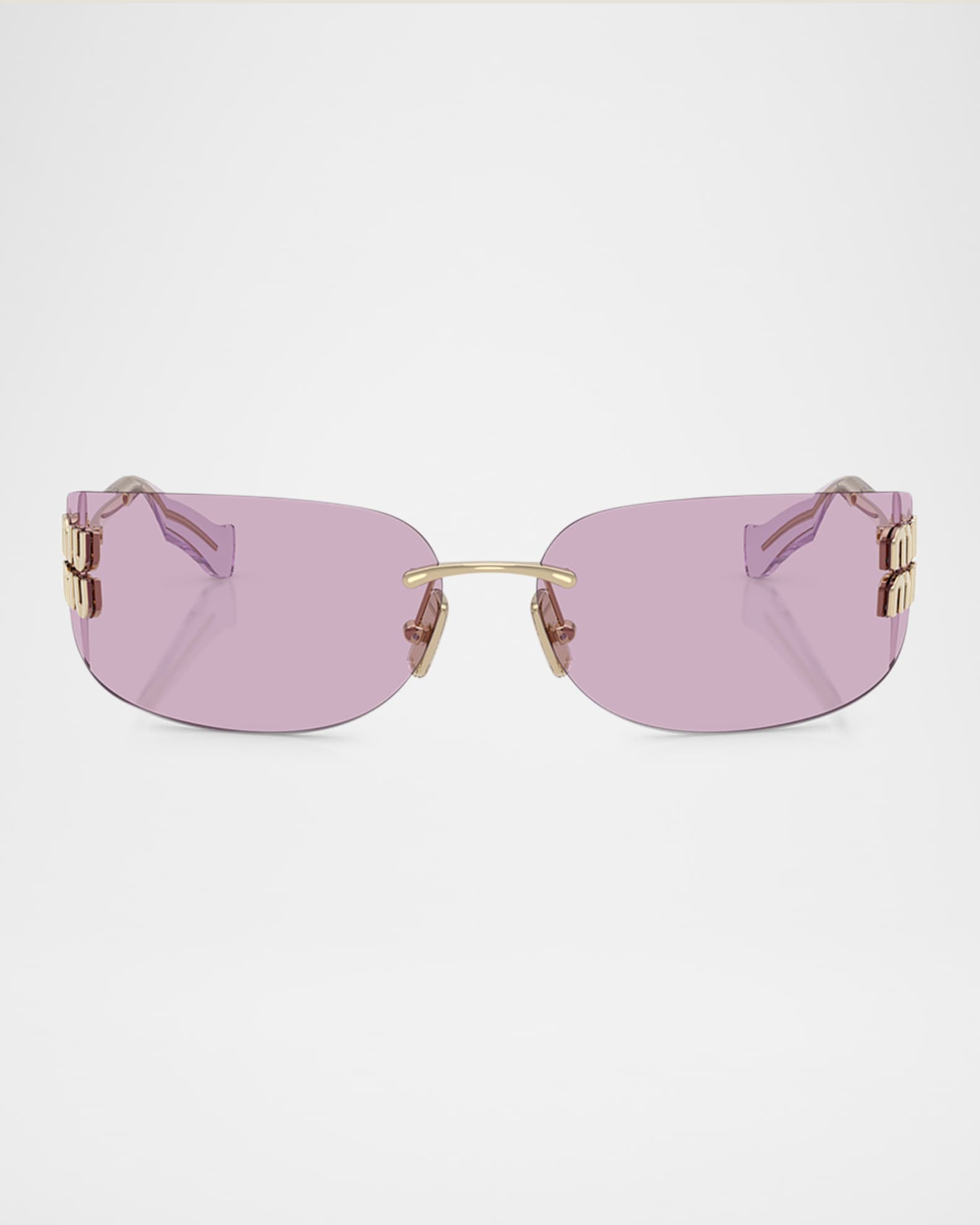 Rimless Logo Metal Rectangle Sunglasses