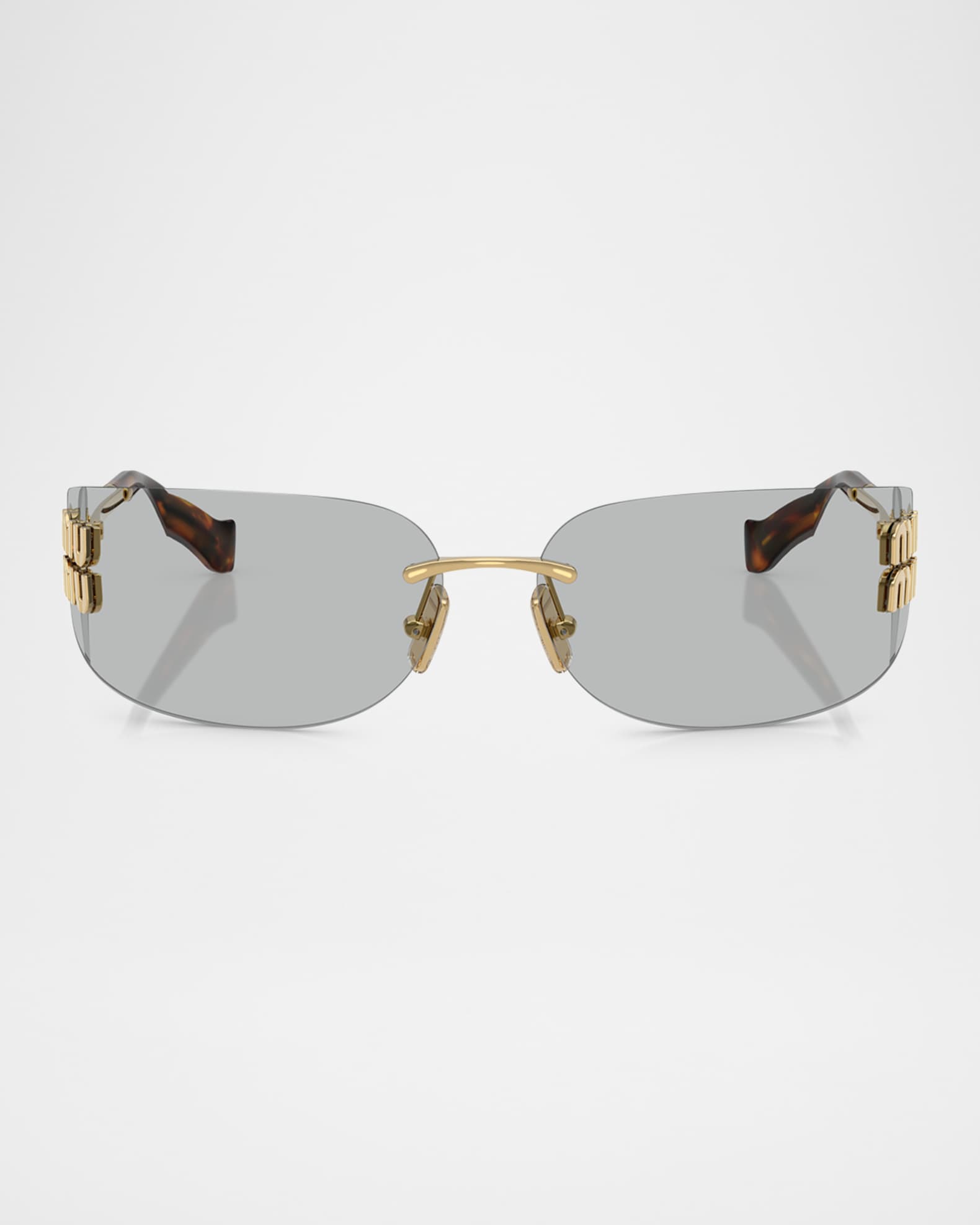 Miu Miu Rimless Logo Metal Rectangle Sunglasses | Neiman Marcus