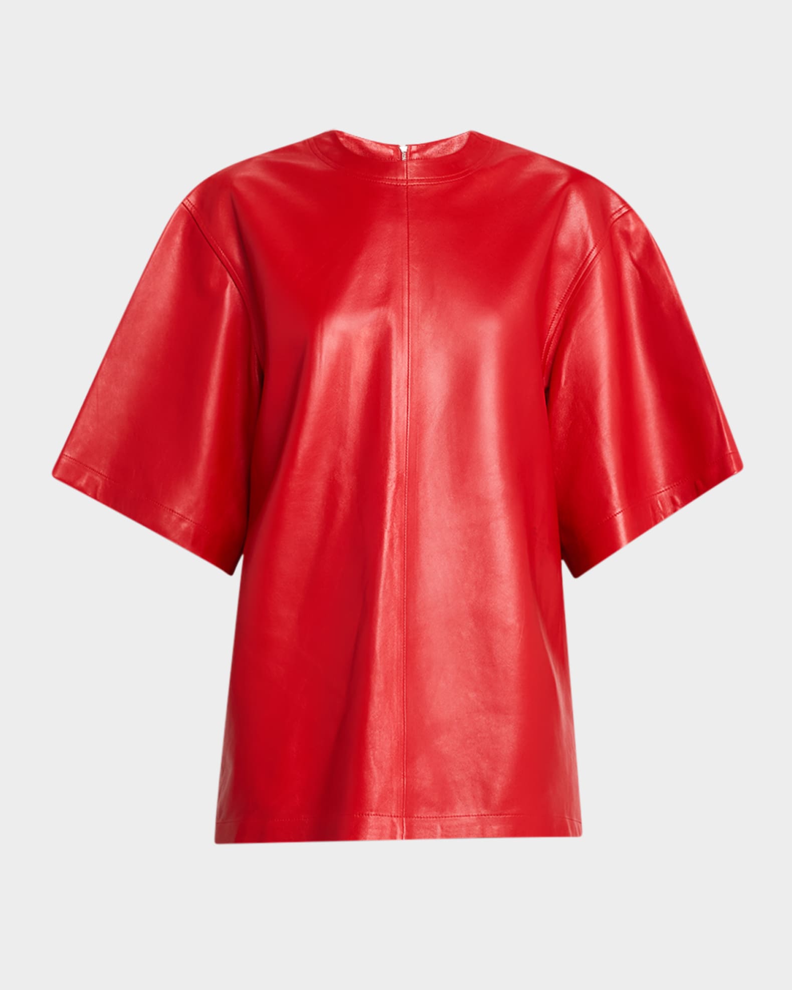 Oversized Leather Short-Sleeve Shirt 0