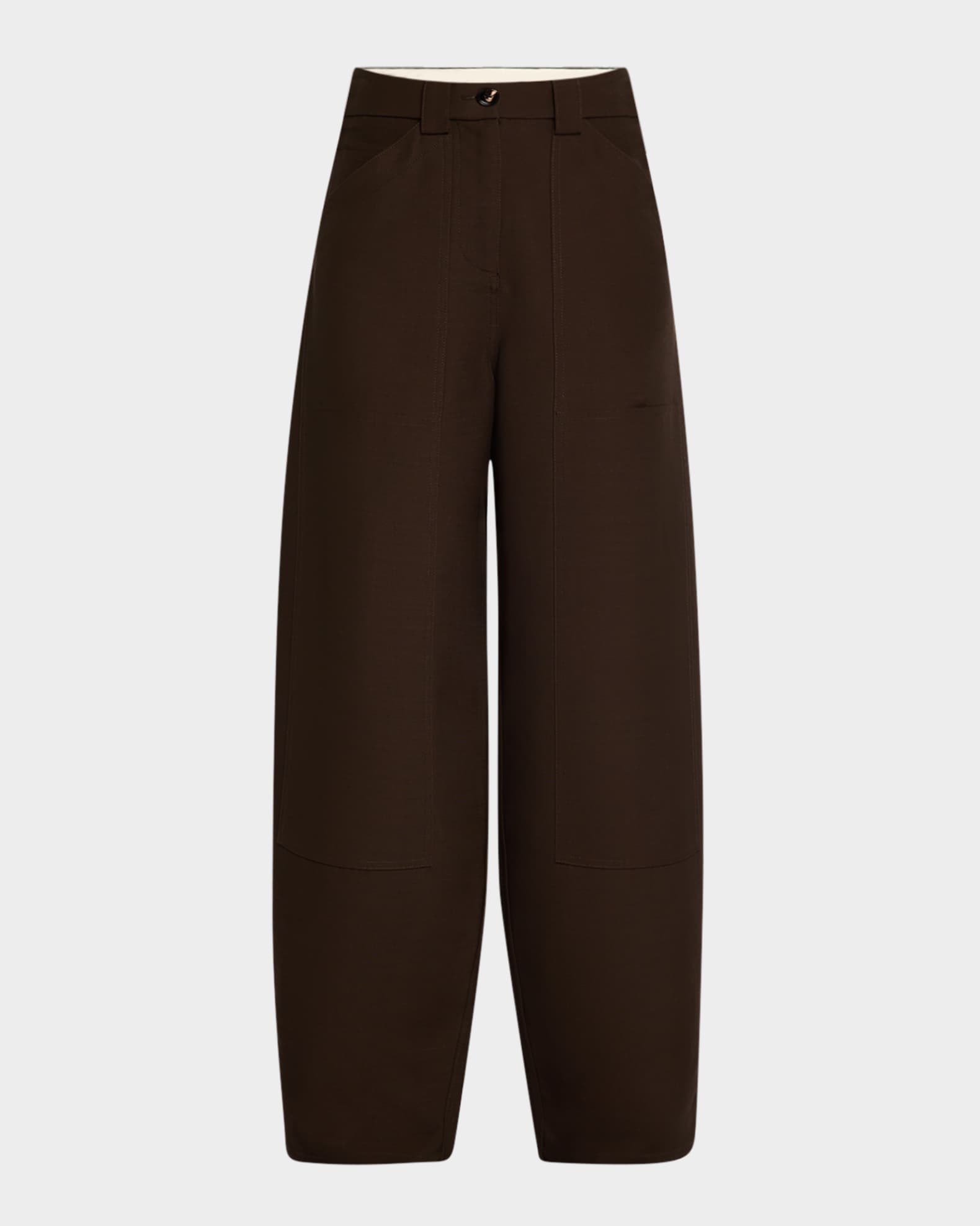 Patched Curved Straight-Leg Ankle Pants 0