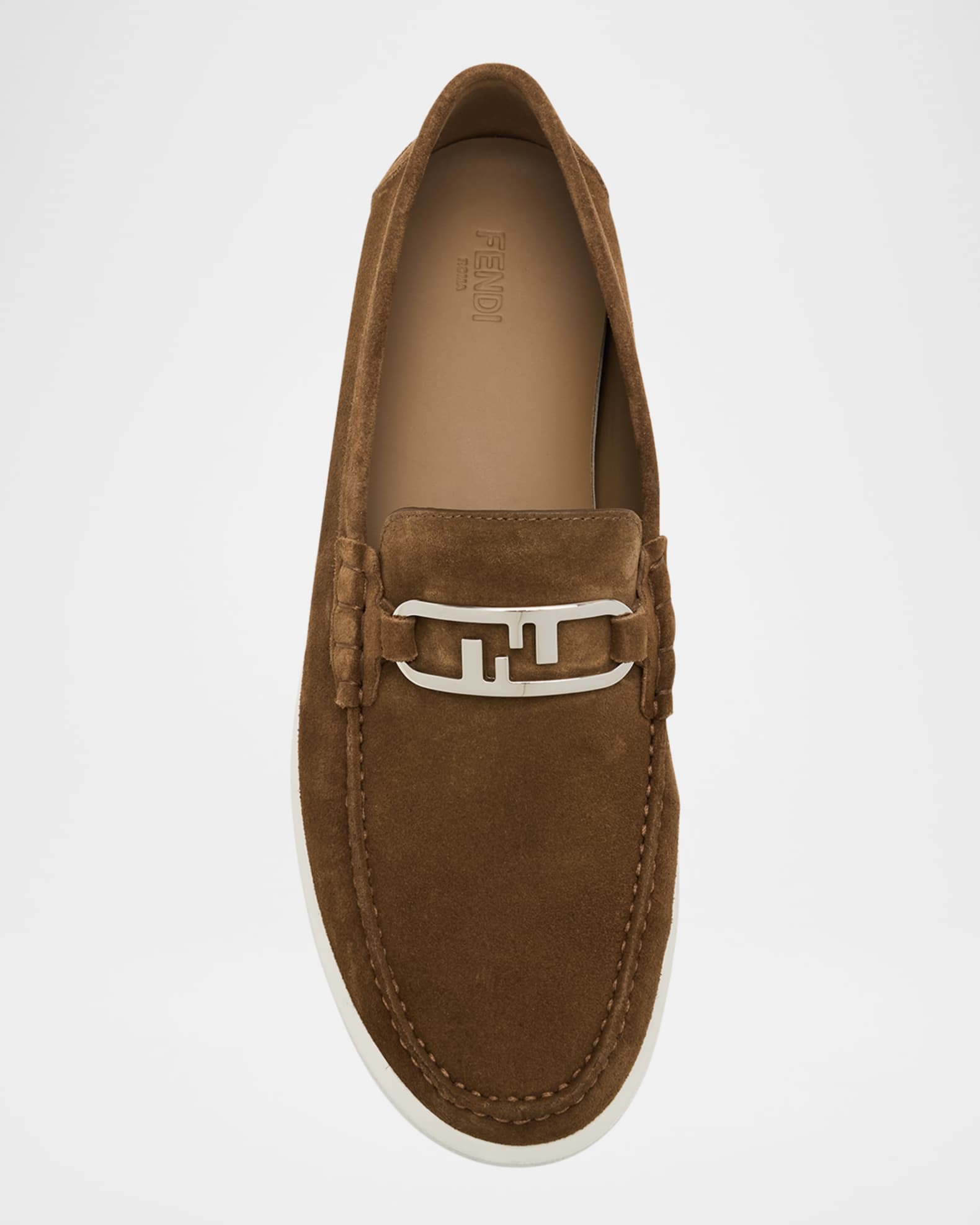 Fendi Men's O'Lock Suede Bit Loafers | Neiman Marcus