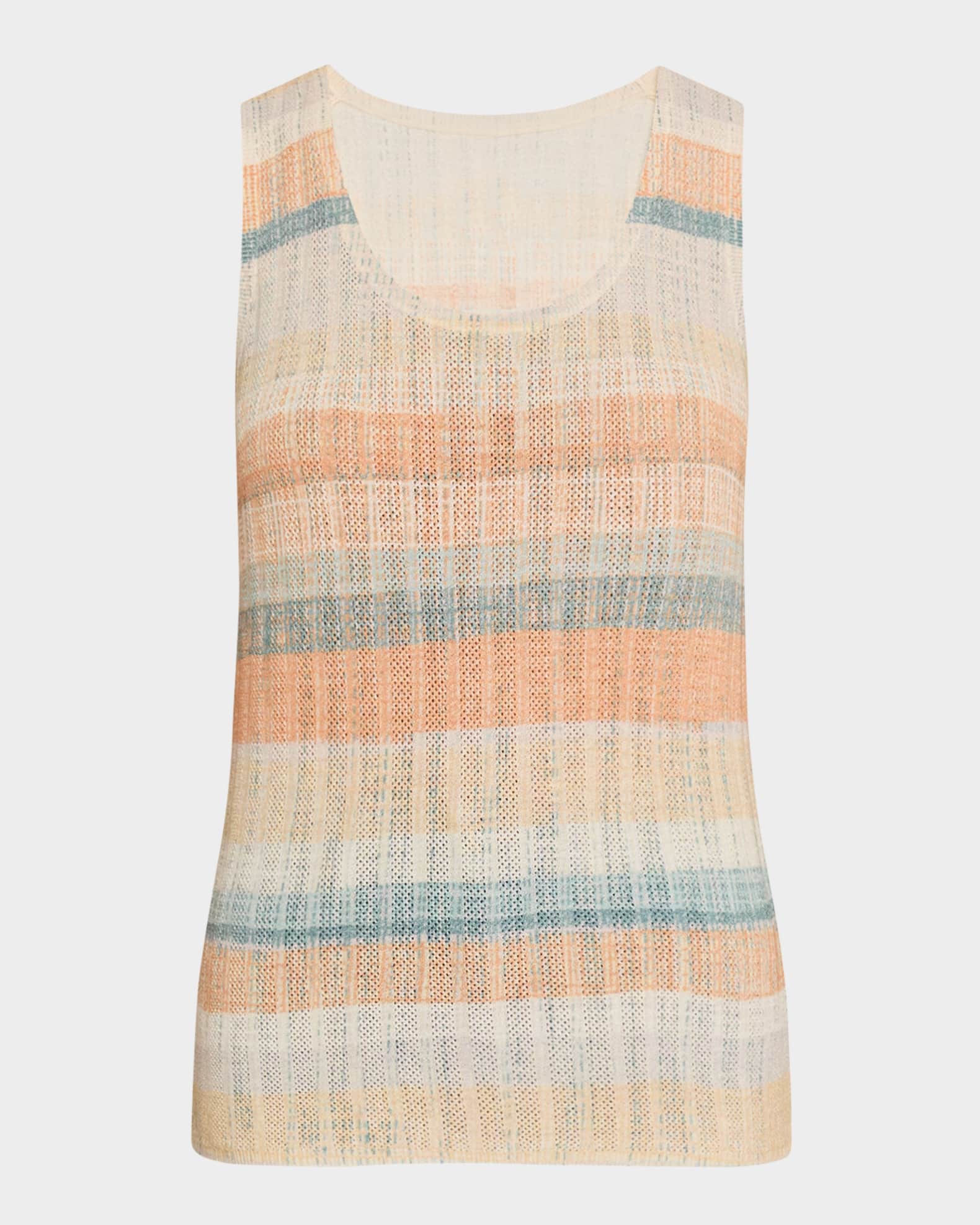 Superfine Cashmere Striped Pointelle Tank 0