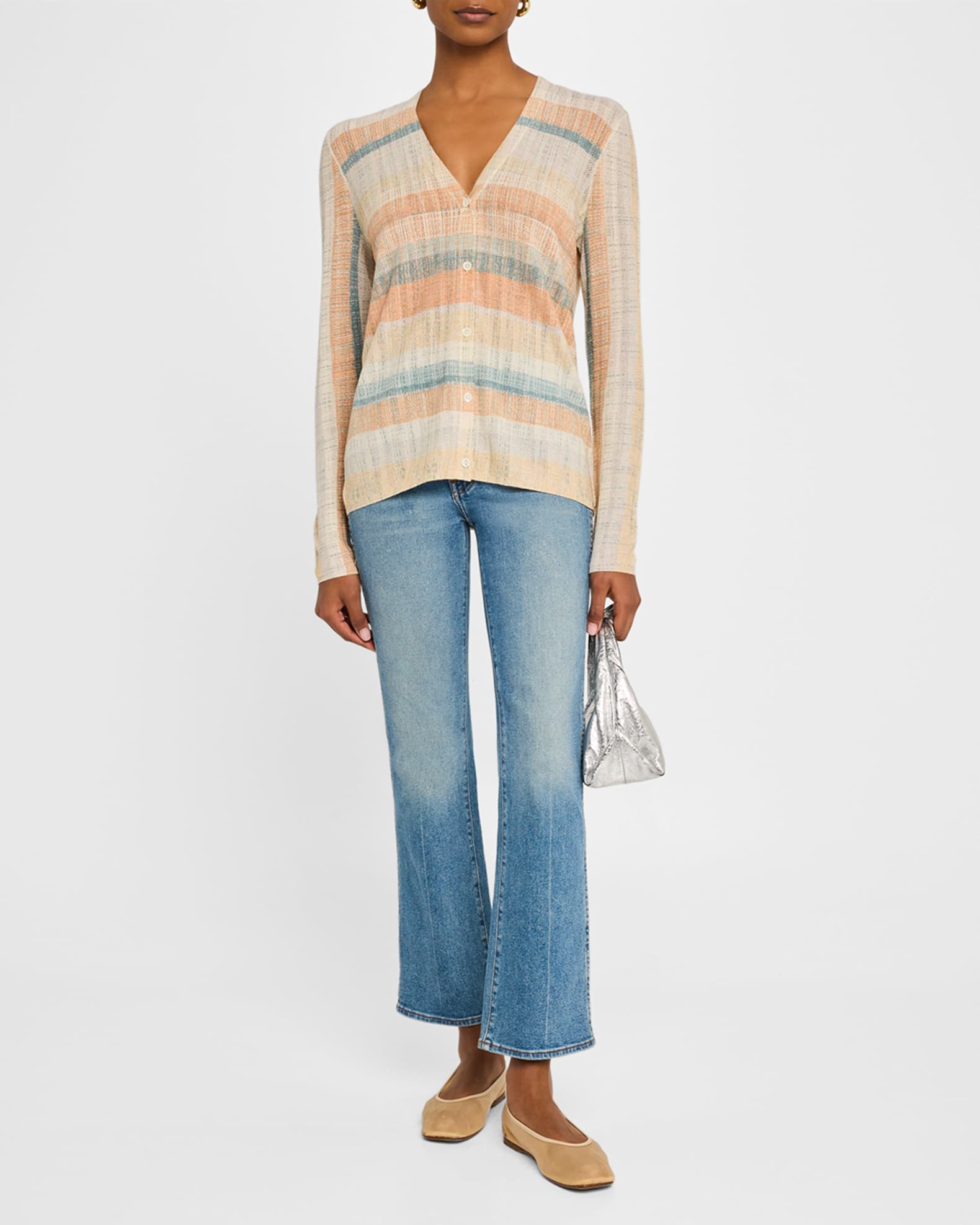 Superfine Cashmere Striped Cardigan 1