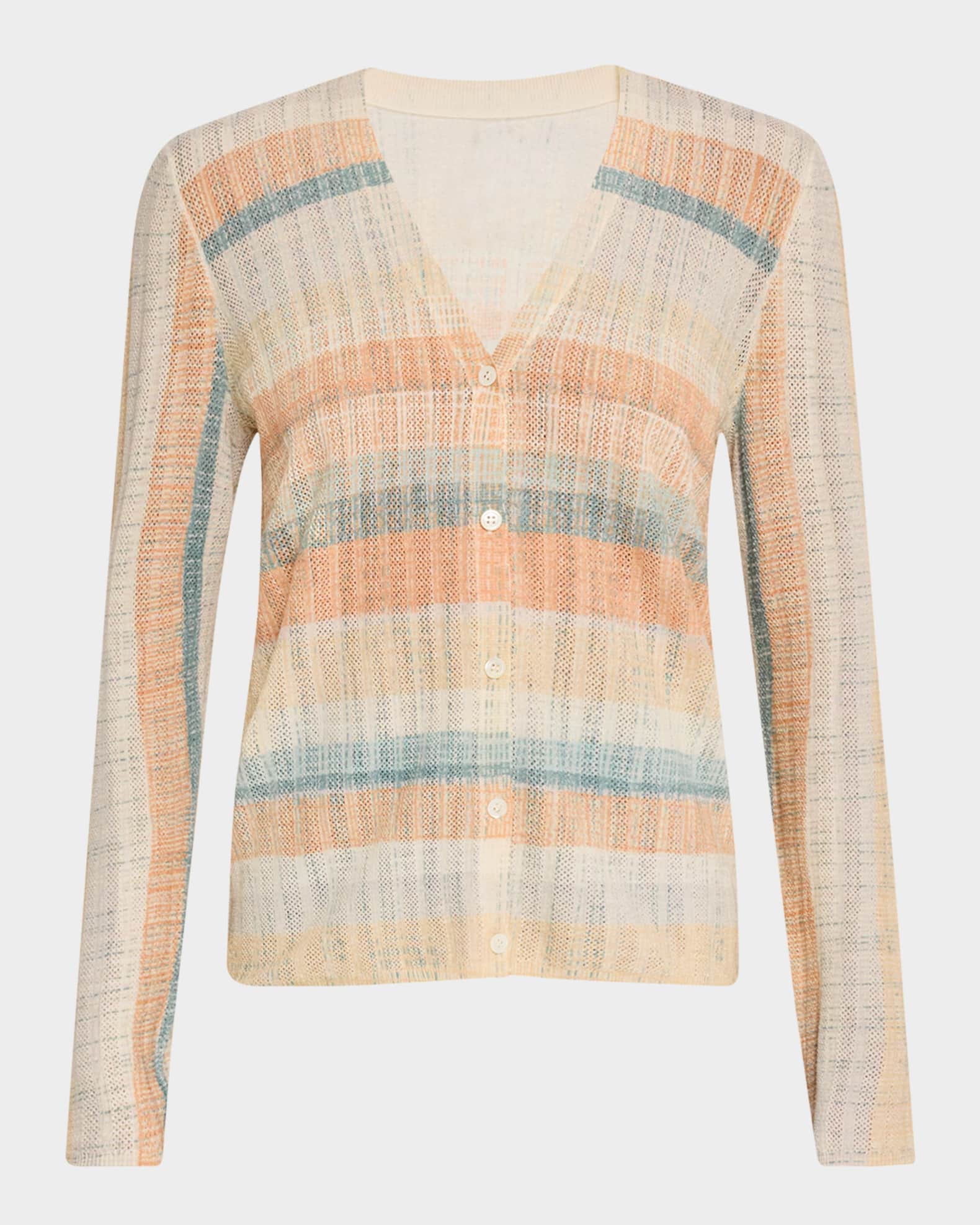 Superfine Cashmere Striped Cardigan 0