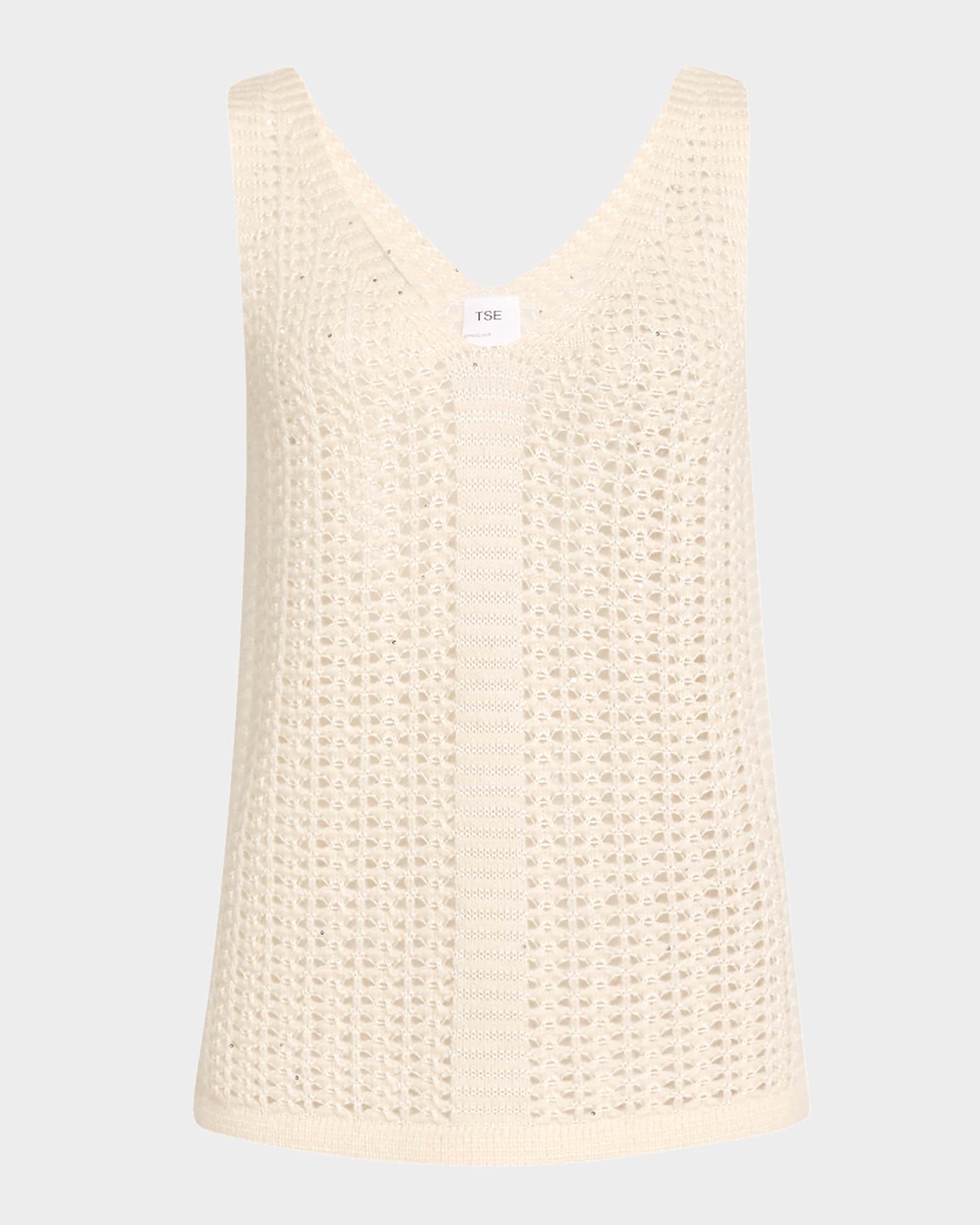Sequin Open-Knit Tank 0