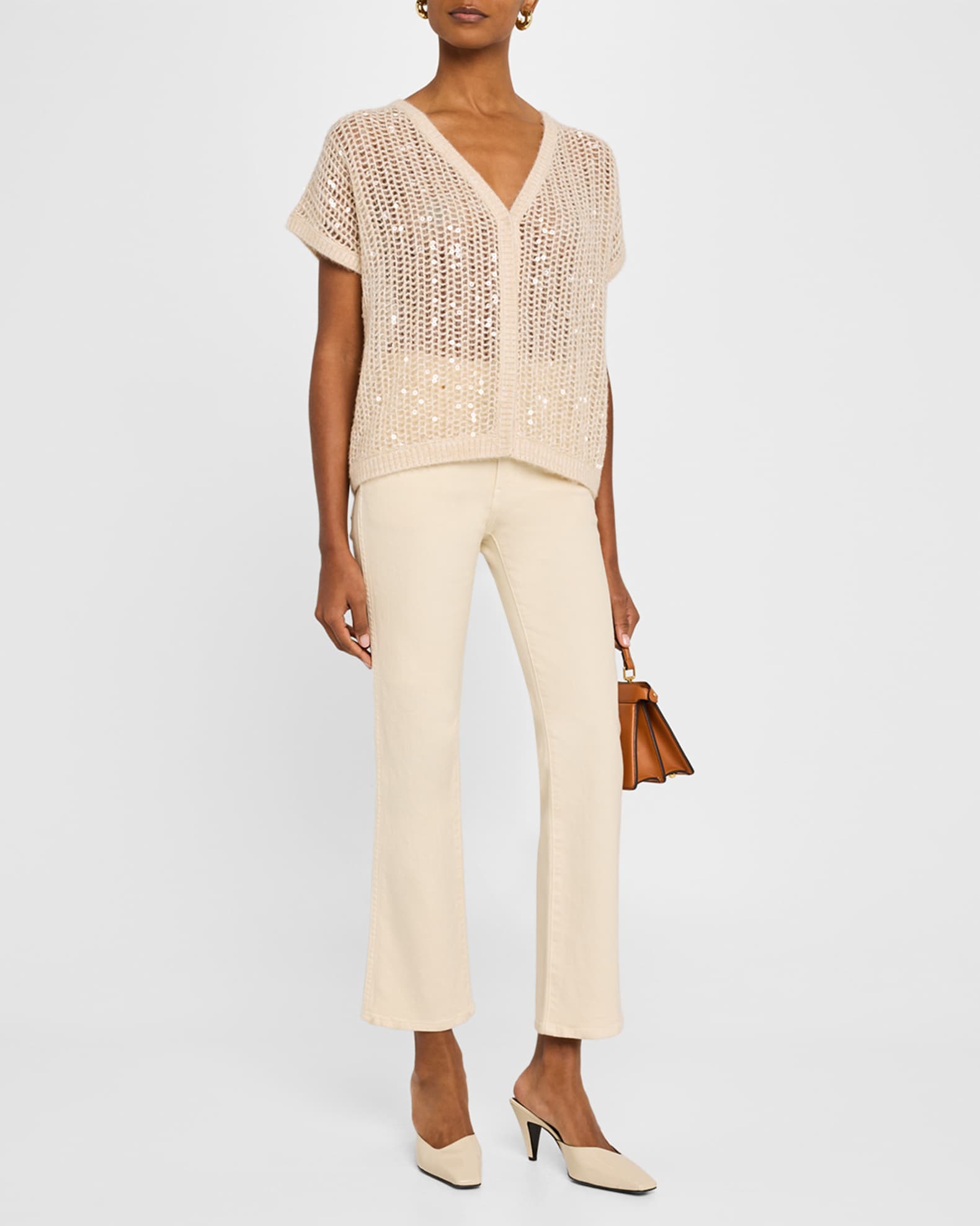 Cashmere Open-Knit Sequin Cardigan 1
