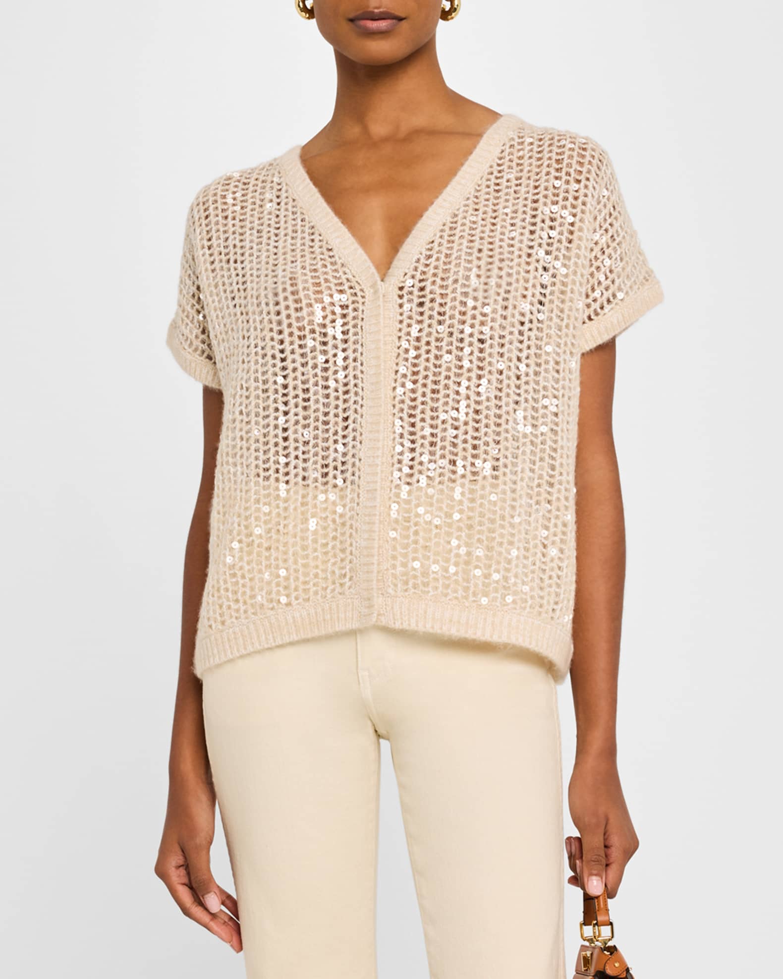Velvet Saylor Luxe Cotton Cashmere Cardigan- Sesame