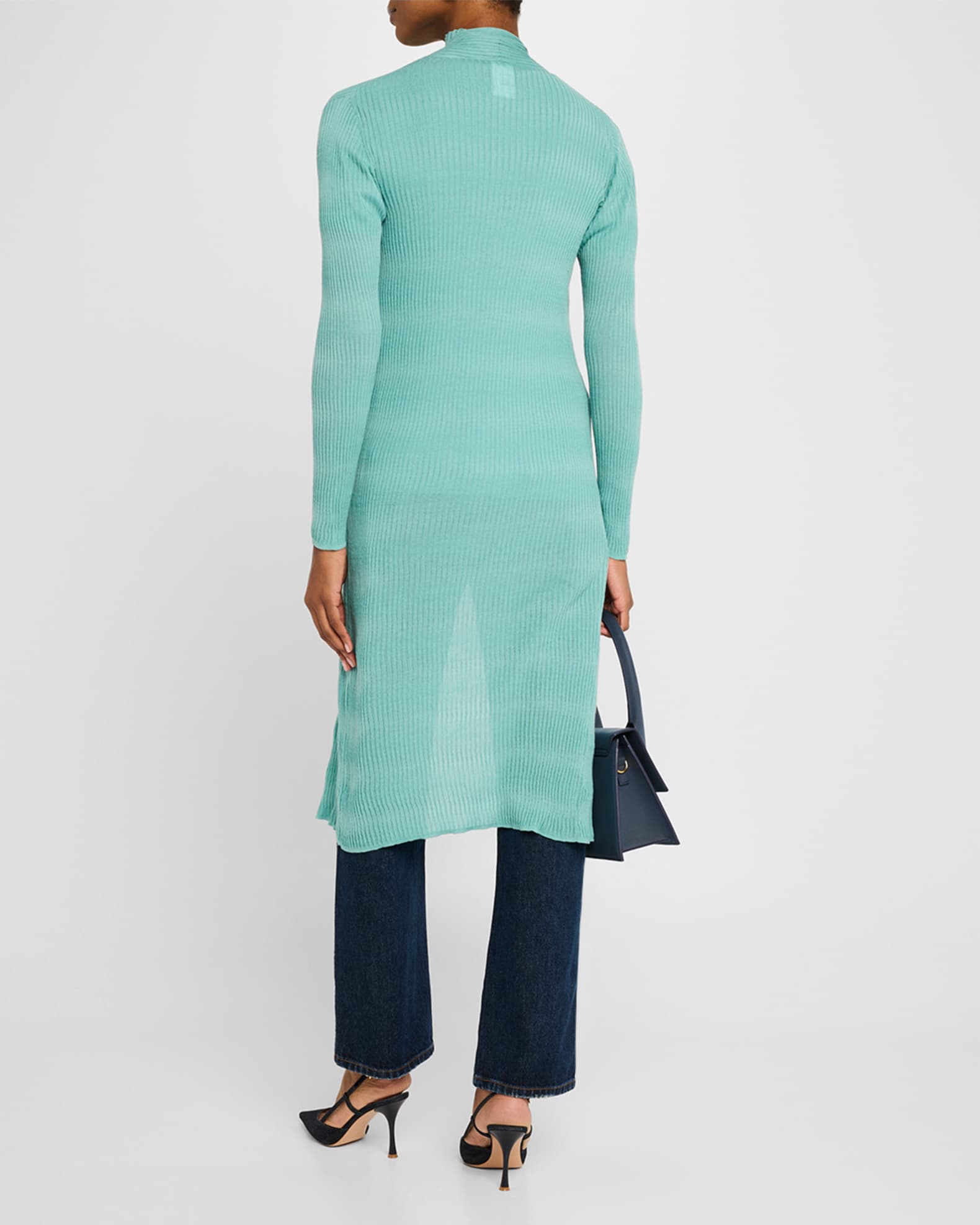 Ribbed Open-Front Duster Cardigan