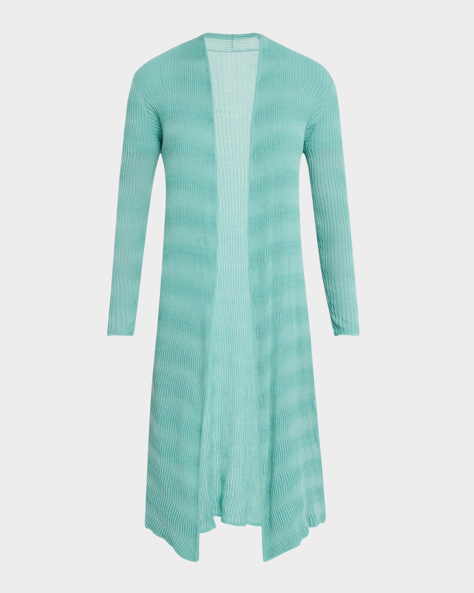 Ribbed Open-Front Duster Cardigan 0