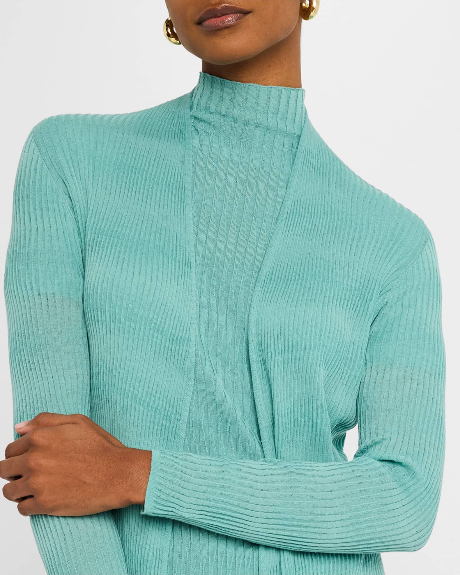 Ribbed Open-Front Duster Cardigan