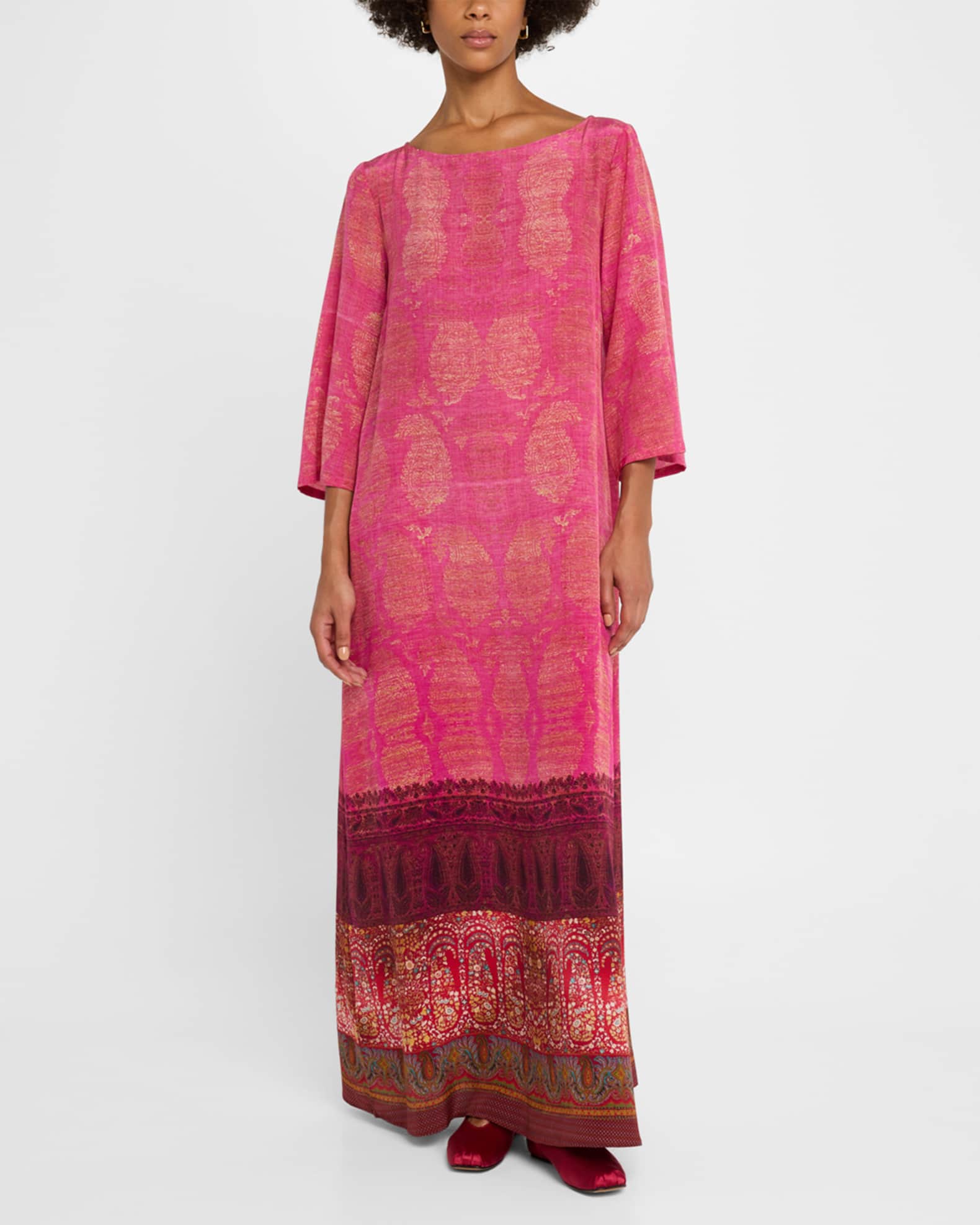 Floral & Paisley-Print Silk Maxi Dress 1