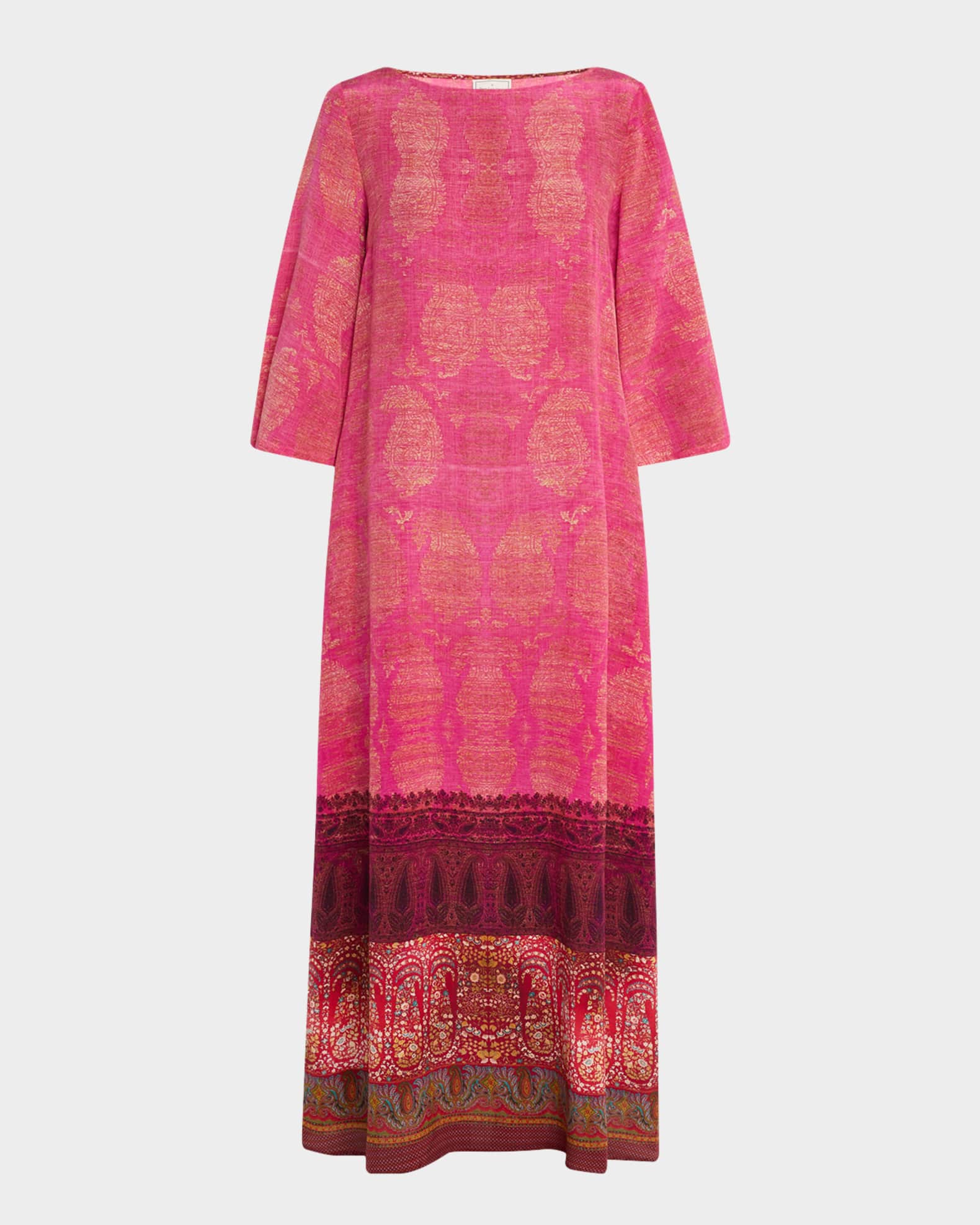 Floral & Paisley-Print Silk Maxi Dress 0
