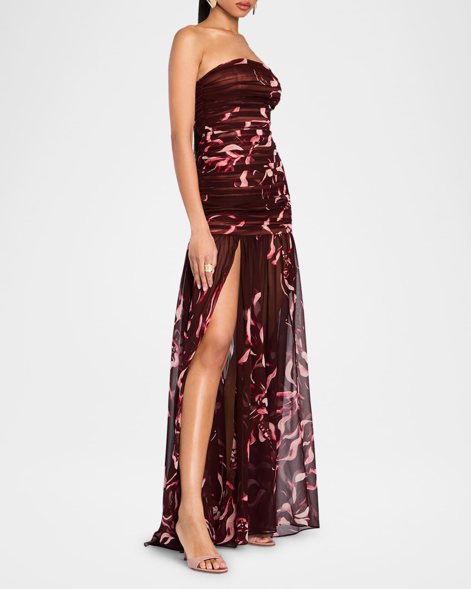 Annalise Ruched Strapless Polka Dot Dress 1