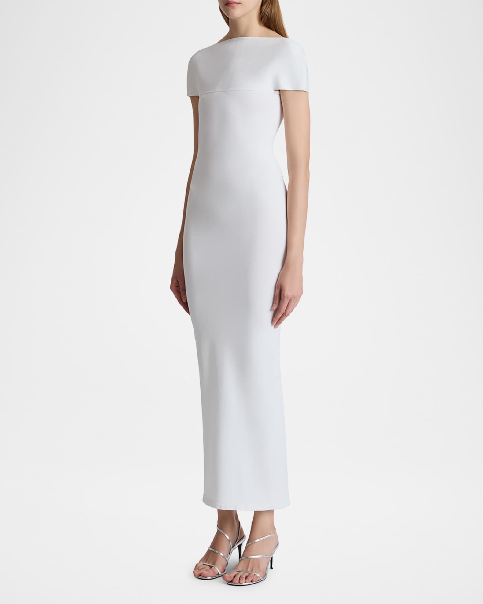 Basile High-Neck Cap-Sleeve Maxi Dress 1