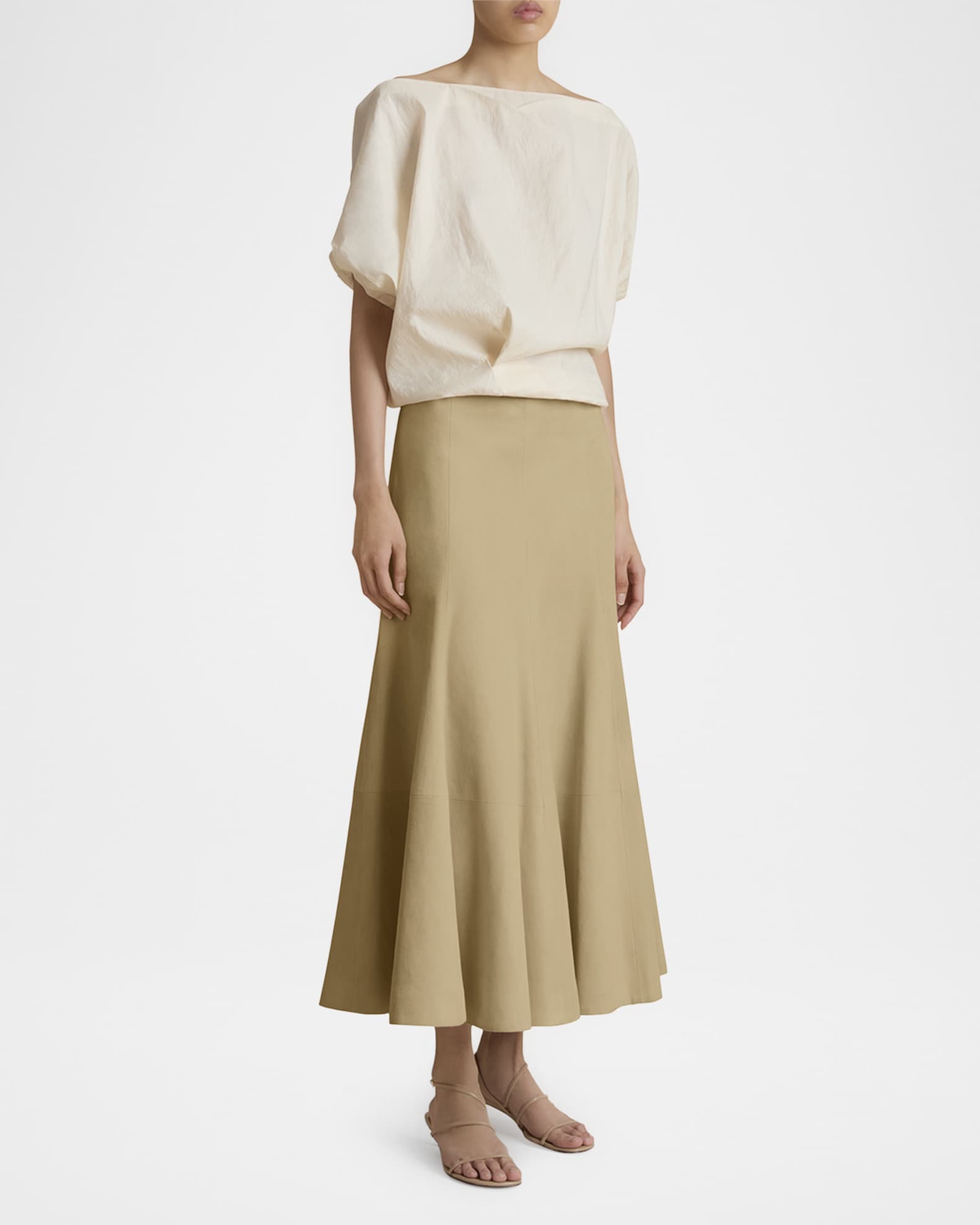 Niles Cap-Sleeve Crop Silk Top 1