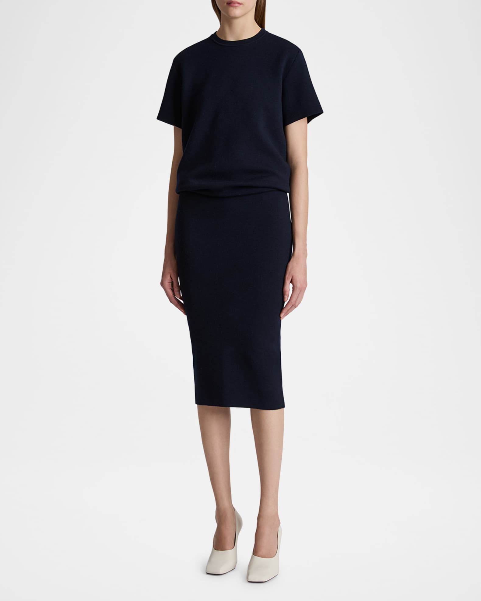 Callas Draped Short-Sleeve Midi Dress 1