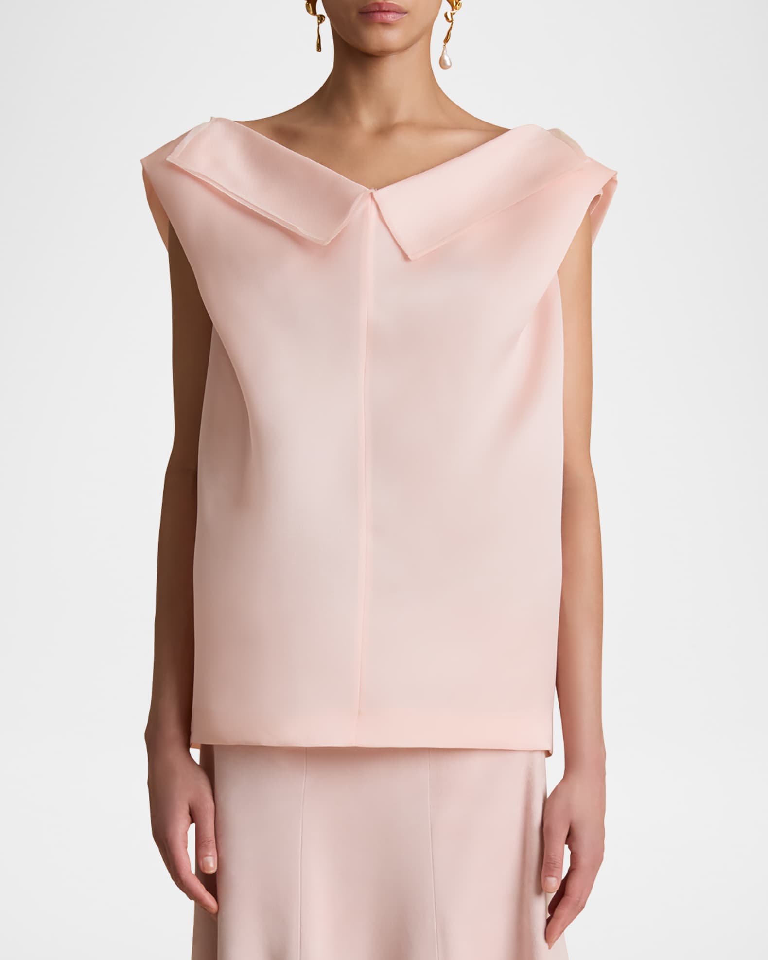 Selly Collared V-Neck Silk Top 1