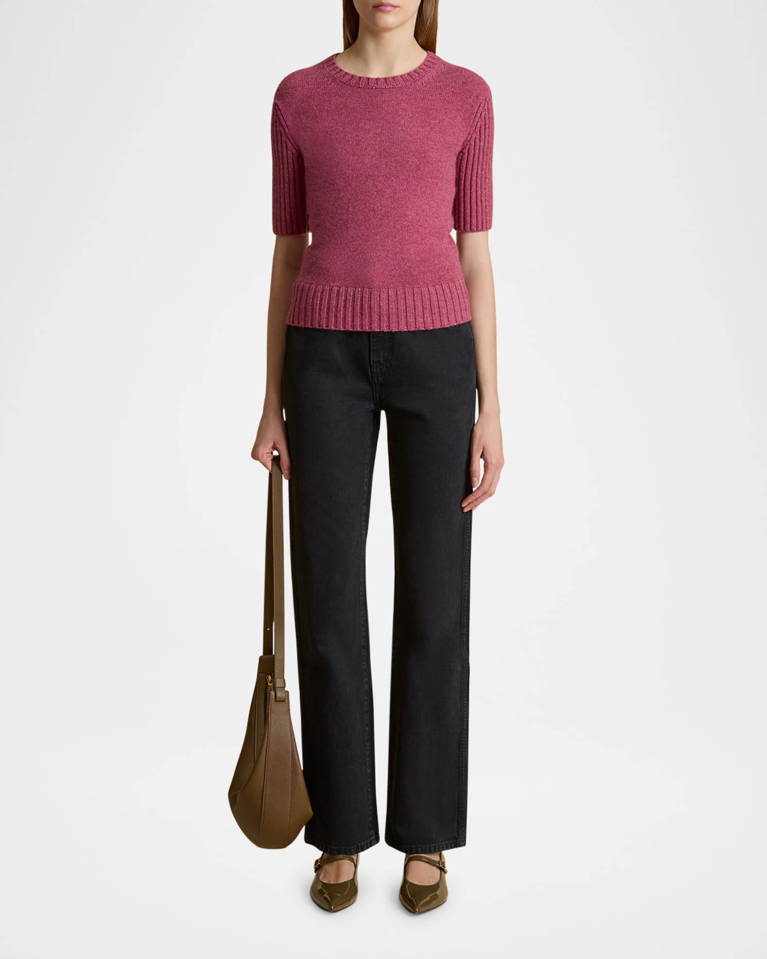 Mia Cashmere Short-Sleeve Sweater 1
