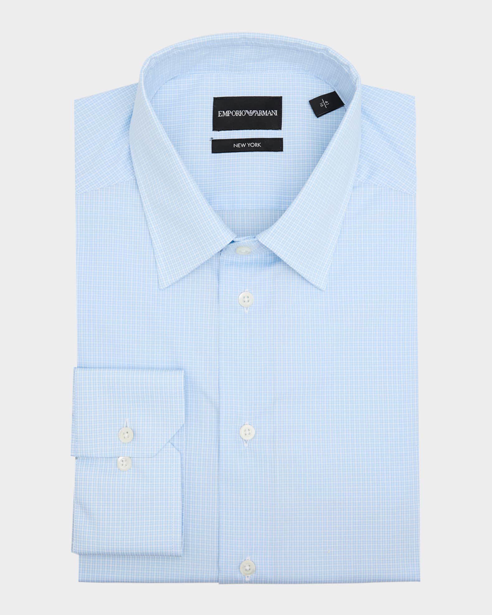 Men's Cotton Stretch Micro-Check Dress Shirt 0