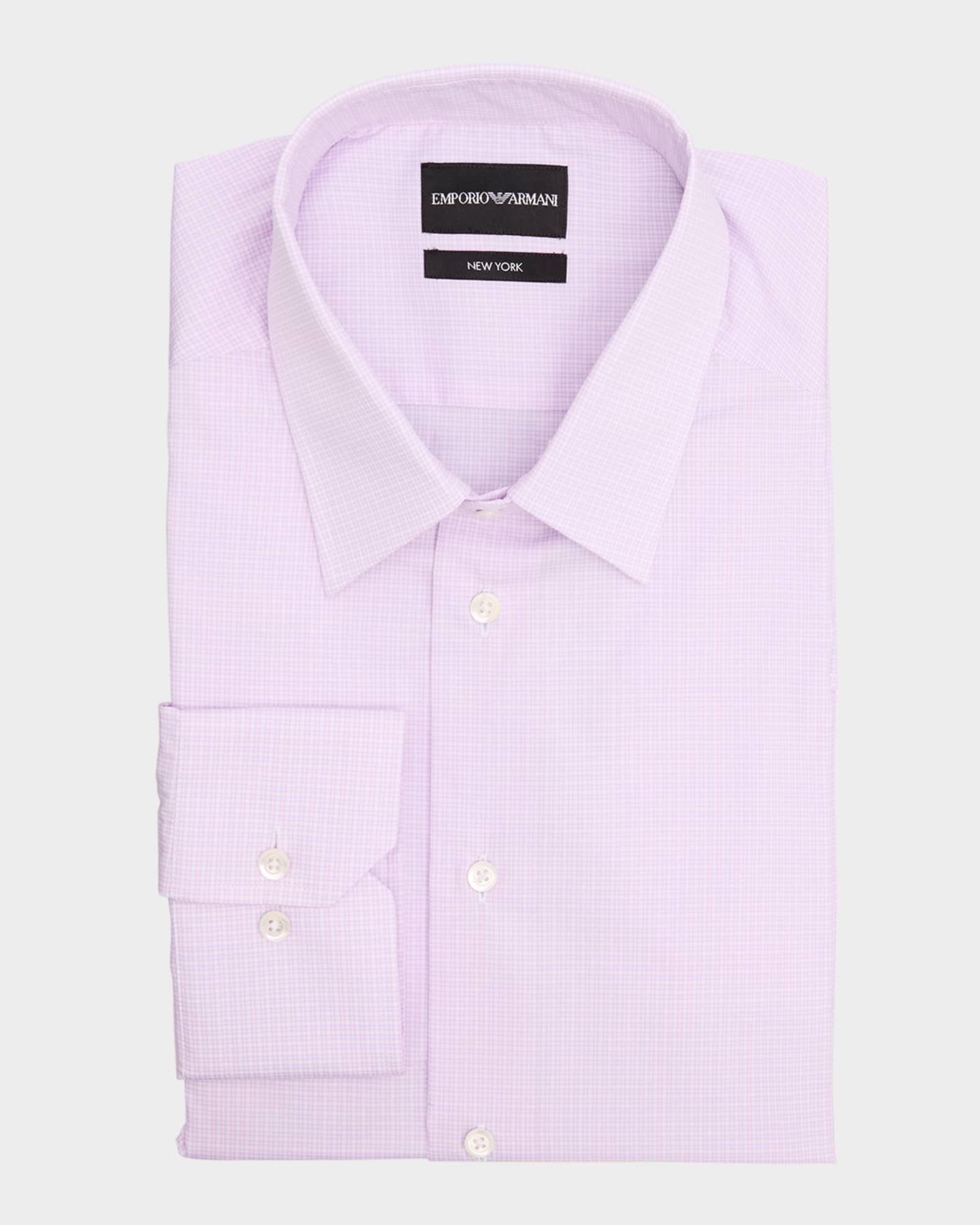 Men's Cotton Stretch Micro-Check Dress Shirt