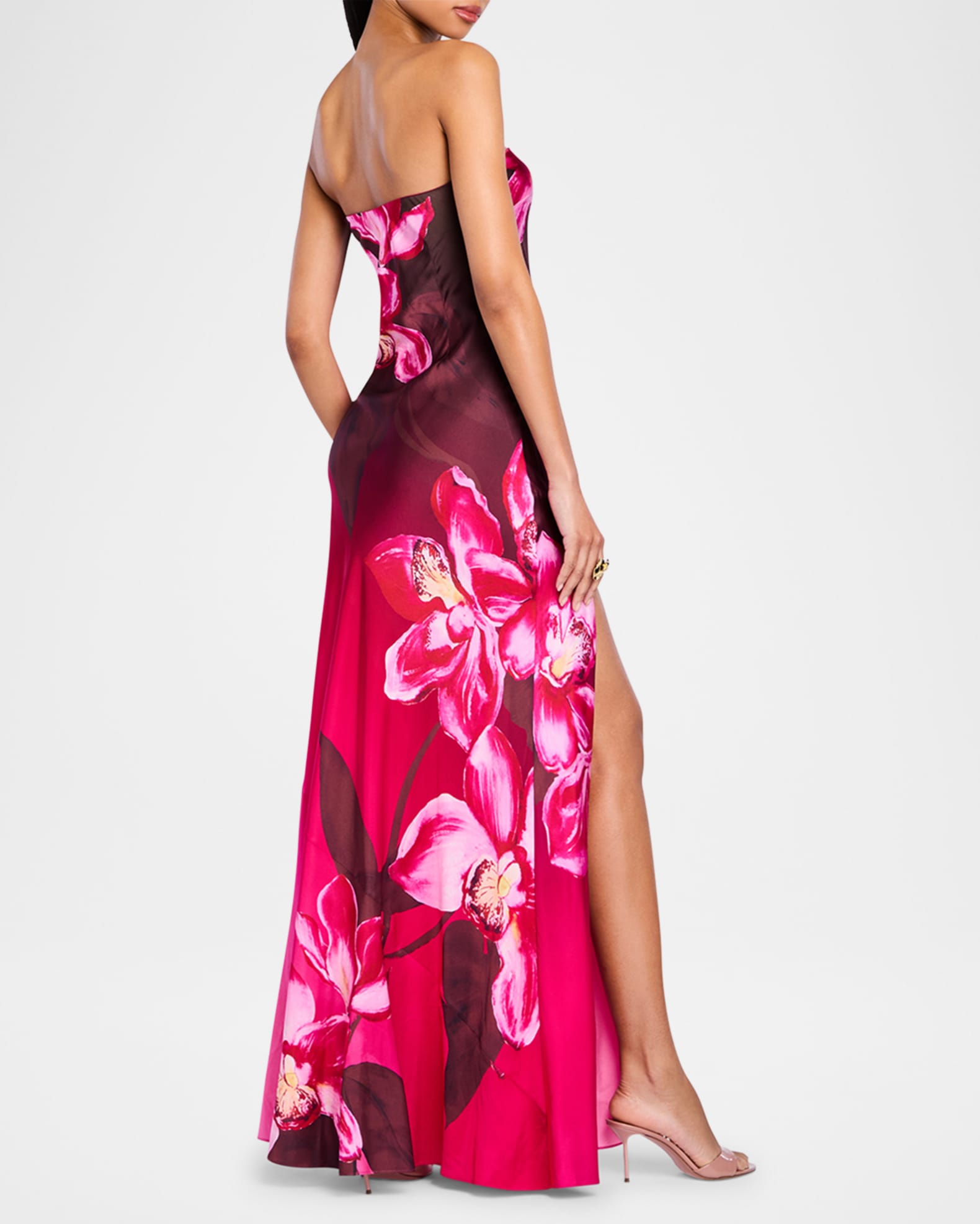 Aiyanna Floral Silk Strapless Dress 1