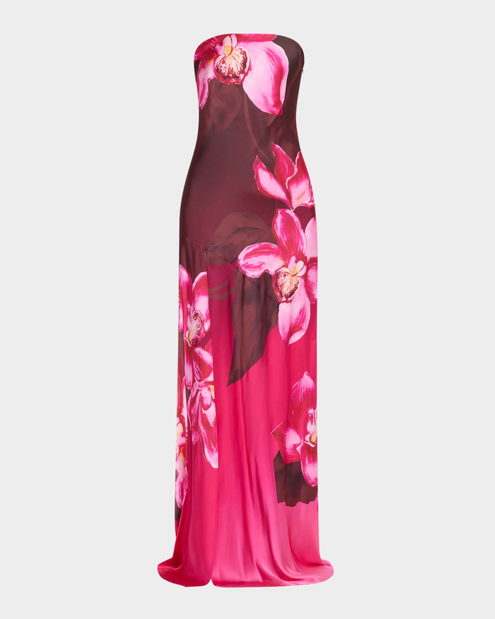 Aiyanna Floral Silk Strapless Dress 0