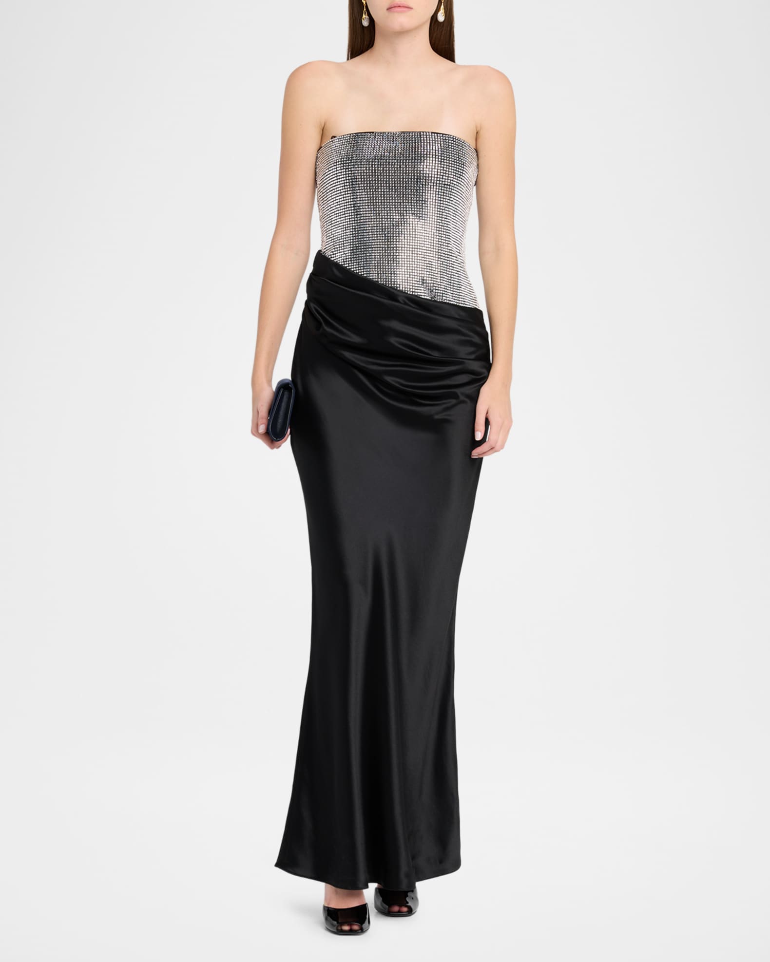 Retrofete Alexandra Strapless Sequin Dress - Black Silv