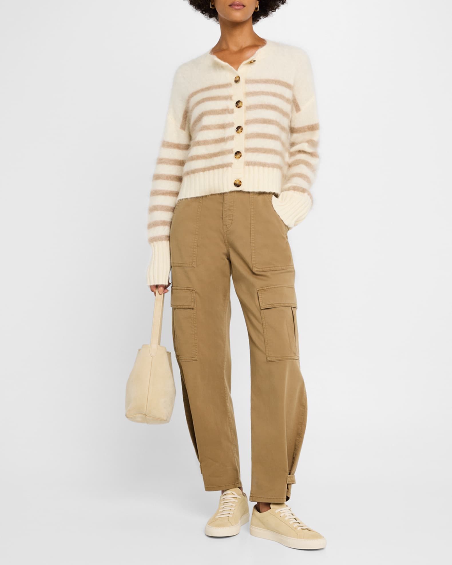 Striped Brushed Cashmere Cardigan 1